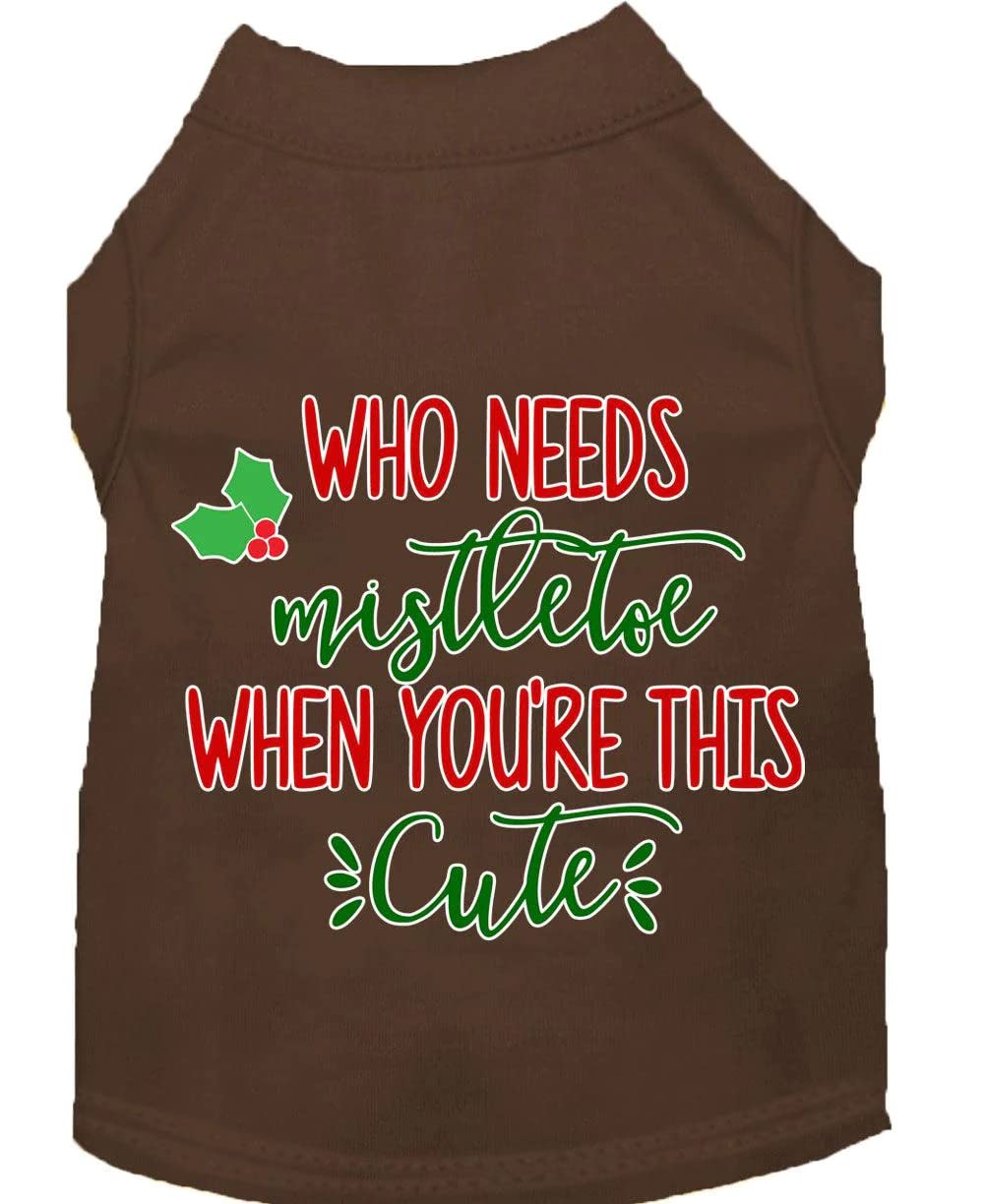 Christmas Pet Dog & Cat Shirt Screen Printed, &quot;Who Needs Mistletoe&quot; Blue XS (0-3 lbs.)