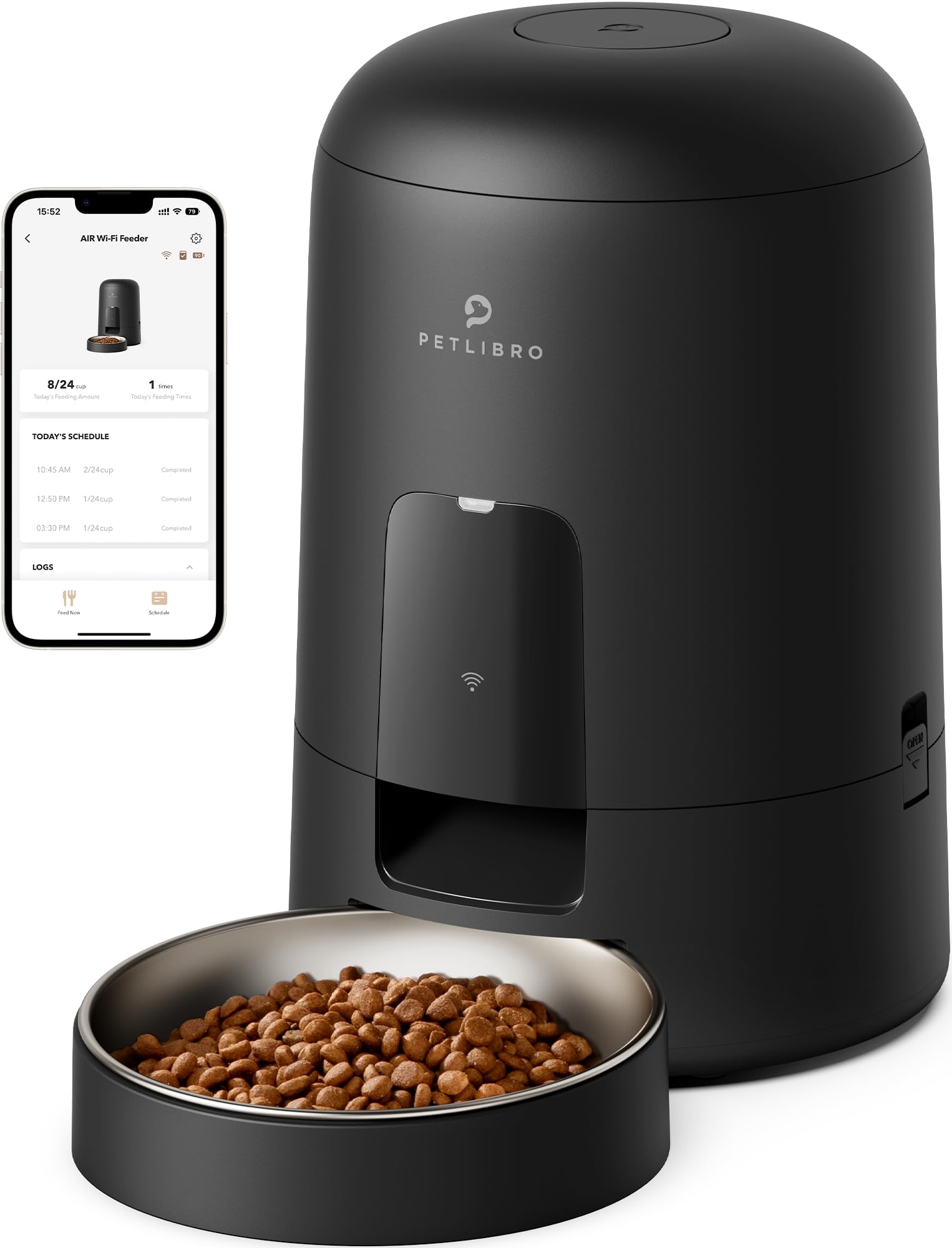 PETLIBRO Automatic Cat Feeder, WiFi Automatic Cat Food Dispenser Rechargeable Battery-Operated with 30-Day Life, AIR Pet Feeder 