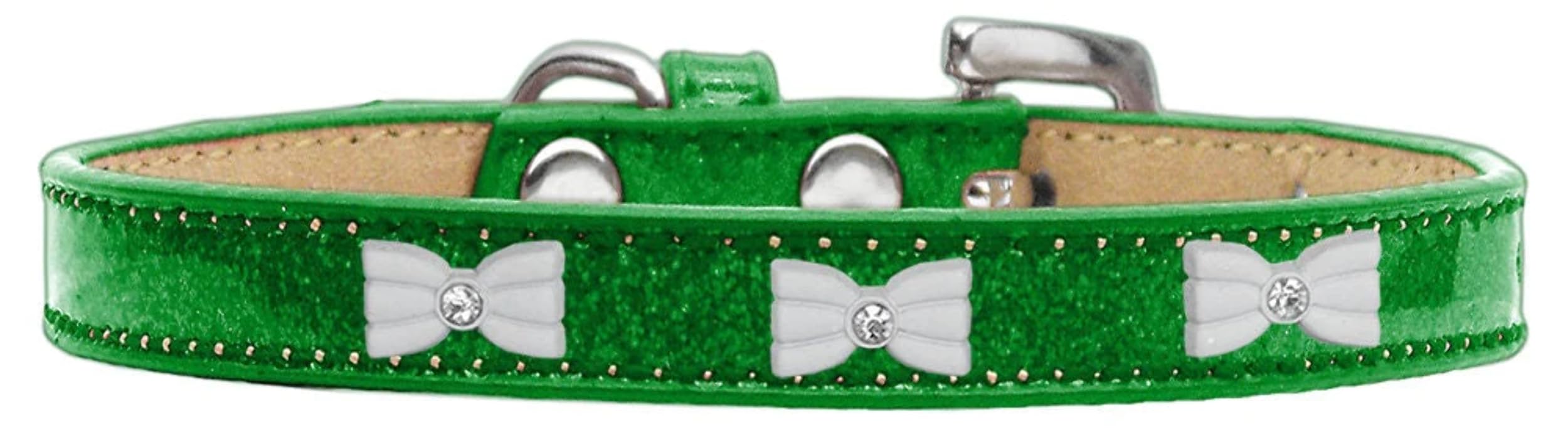 Dog, Puppy & Pet Widget Ice Cream Collar, White Bow Gold 10
