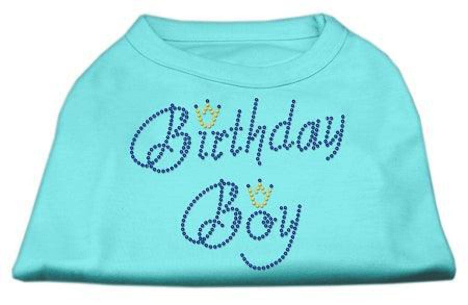 Mirage Pet Products 8-Inch Birthday Boy Rhinestone Print Shirt for Pets, X-Small, Aqua