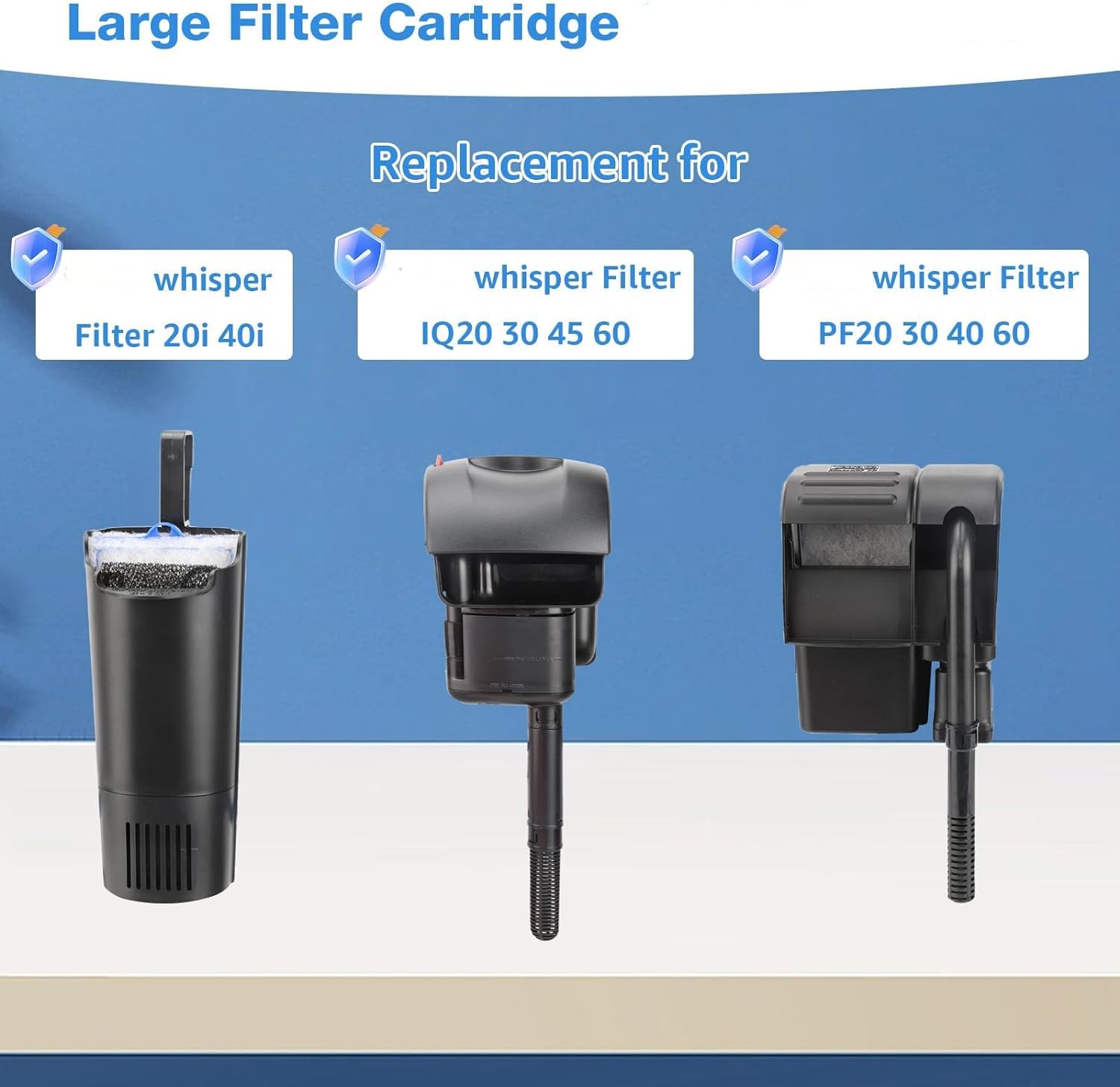 xbbwmrs 12-Pack Large Aquarium Filter Cartridges for Whisper Bio-Bag Filters - Model L12