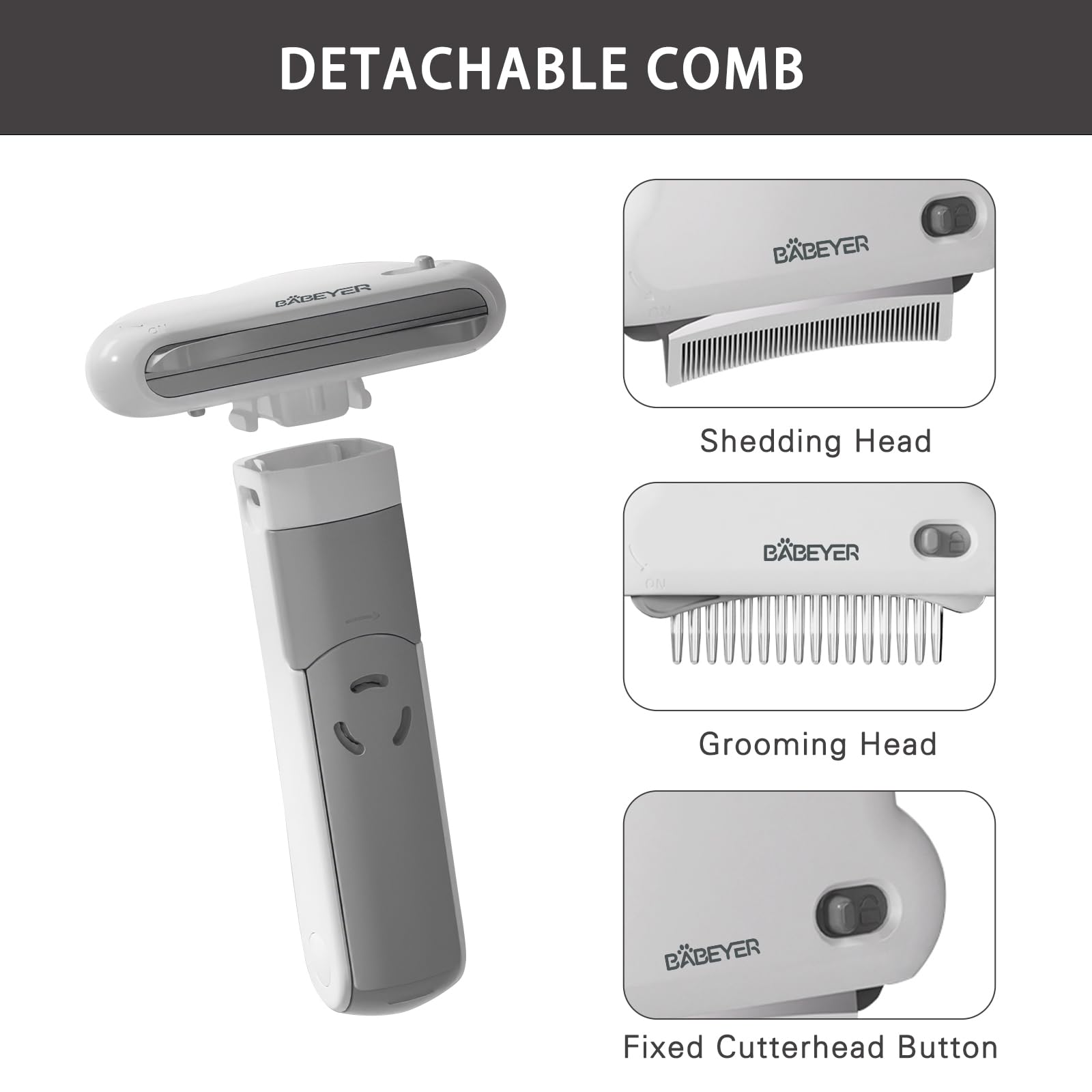 Babeyer 3-In-1 Cat & Dog Grooming Brush Rotatable, Dog Brush For Shedding, Stainless Steel Metal Undercoat Comb & Grooming Comb