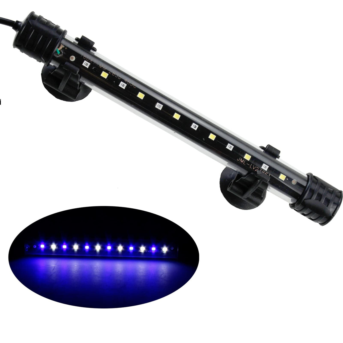 Aquaneat Aquarium Led Submersible Light 7.5 Inch Underwater Stick Strip Bar Lamp Fish Tank (White & Blue)