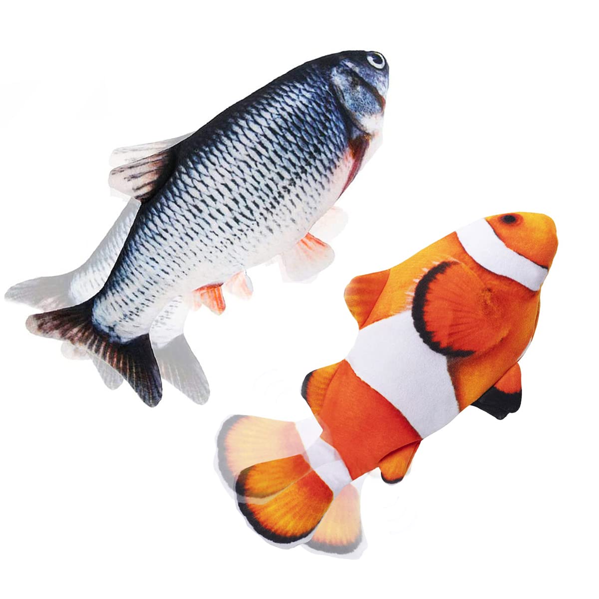 Interactive Cat Toys Flopping Fish With Catnip, Moving Cat Toys For Indoor Cats 2Pack, 11 '' Electric Automatic Cat Kicker Exerc