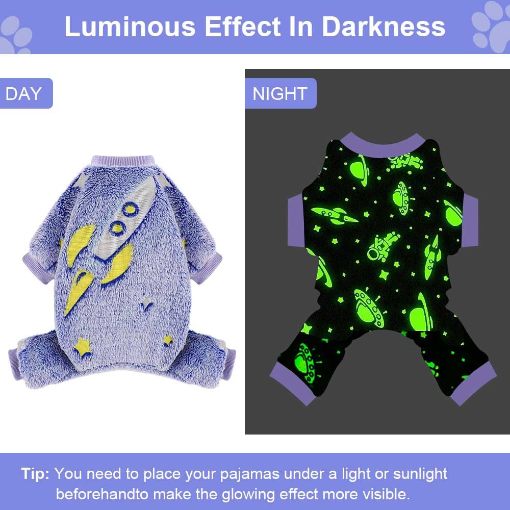 Sebaoyu Dog Pajamas For Small Dogs, Glow In Dark Tie Dye Unicorn Sweater, Super Soft Velvet Material Chihuahua Yorkie Tiny Cloth