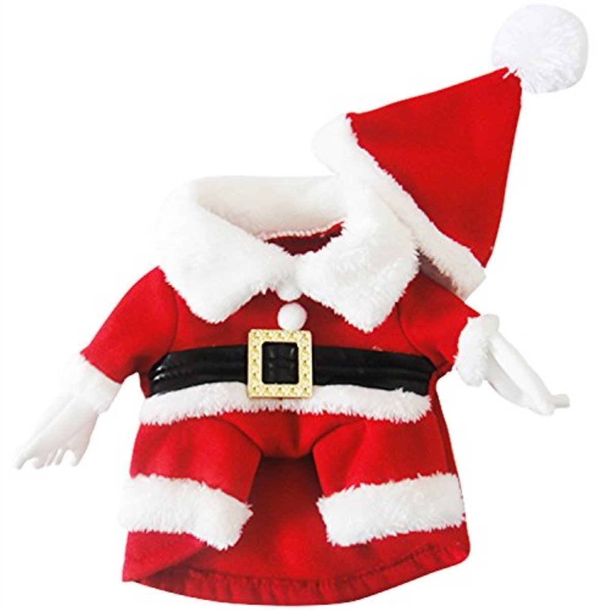 Mogoko Dog Cat Christmas Santa Claus Costume, Funny Pet Cosplay Outfits With A Cap, Puppy Fleece Warm Apparel Clothes For Xmas (L Size)