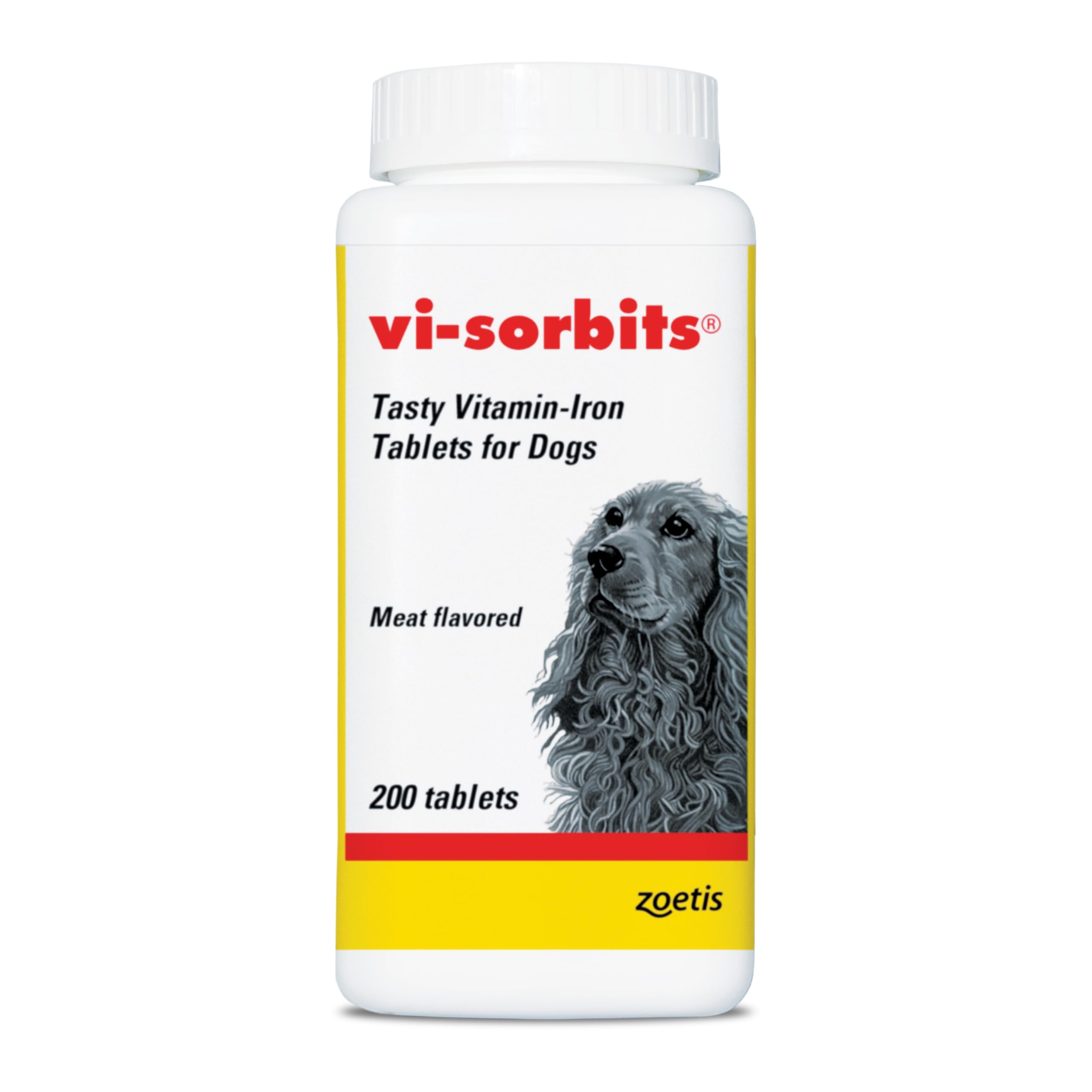 Vi-Sorbits Iron & Vitamin Daily Supplement for Dogs, Meat-Flavored Chewable Tablets, 200 Count