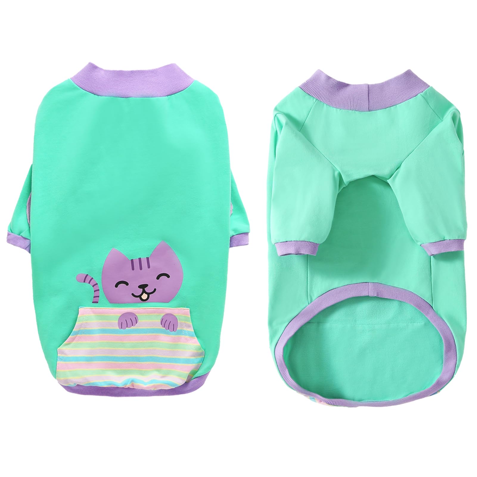 Pripre Dog T-Shirts 100% Cotton Soft Puppy Clothes Cute Prints Dogs Pocket Shirt For Small Medium Dogs (Medium Cat)