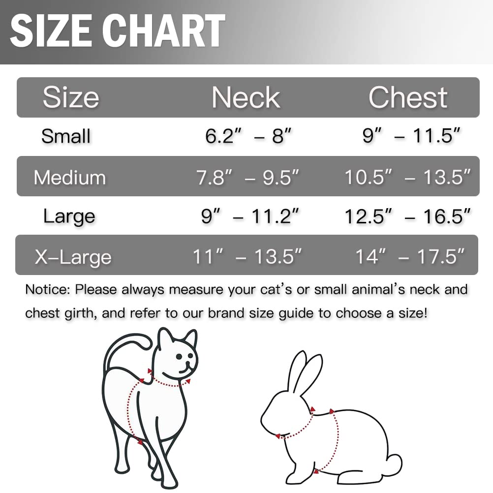 Pupteck Soft Mesh Cat Vest Harness And Leash Set Puppy Padded Pet Harnesses Escape Proof For Cats Small Dogs Rabbits Bunny, Black Xl