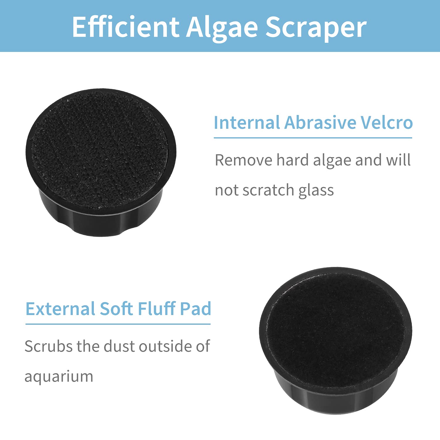 Pawfly Aquarium Magnetic Brush For Glass Fish Tanks 1.5 Inch Stain Scrubber Pads Cleaning Tool For 3/5 Inch Thick Fresh & Marine Aquariums Up To 10 Gallons (Not For Acrylic & Plastic Tanks)