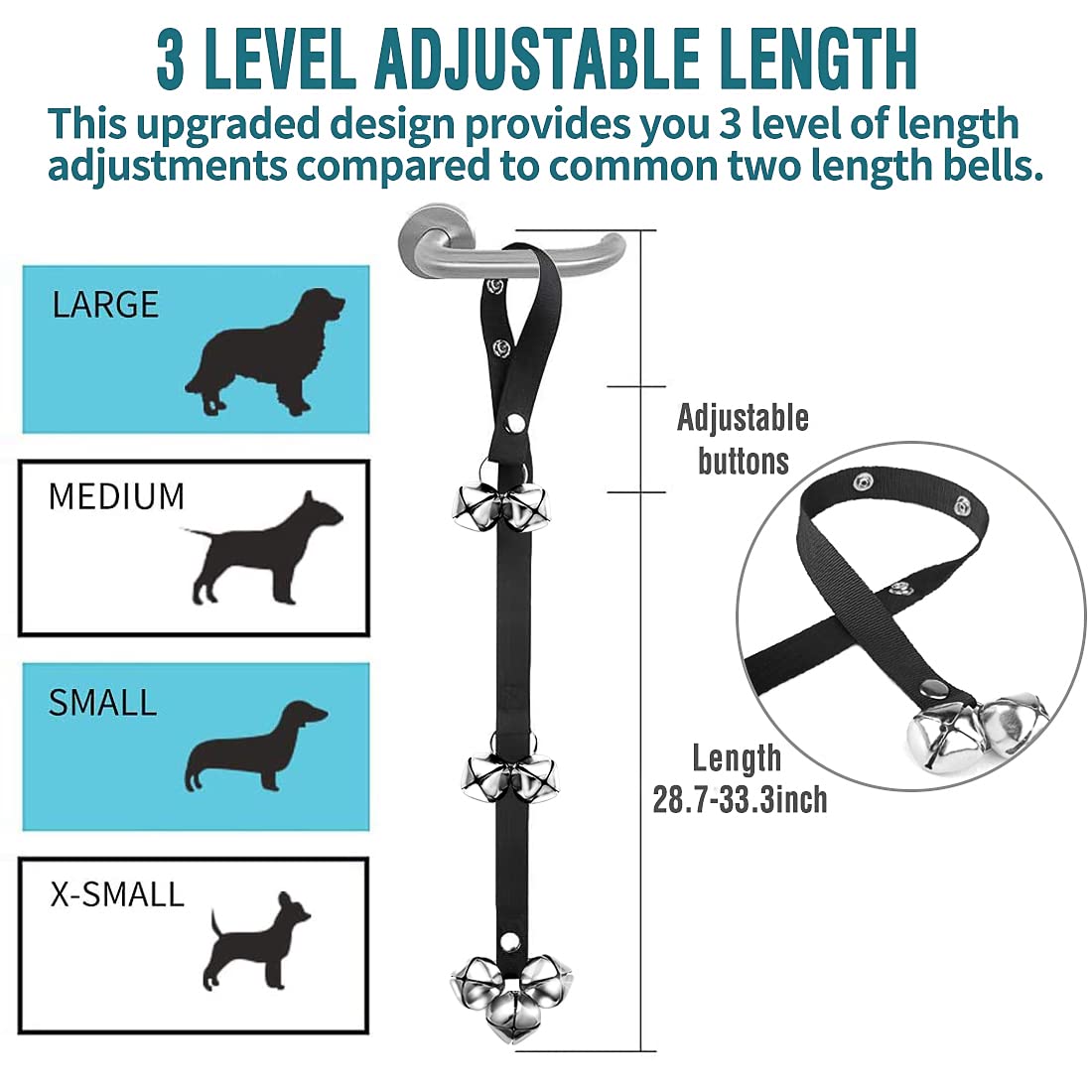Bluetree 2 Pack Dog Doorbells Premium Quality Training Potty Great Dog Bells Adjustable Door Bell Dog Bells For Potty Training Your Puppy The Easy Way - 7 Extra Large Loud 1.4 Doorbells
