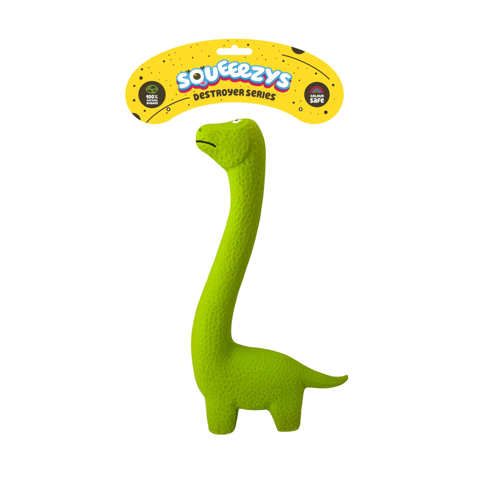 SQUEEEZYS Dino  Squeaky Toys for Dogs, Latex Dog Toys for Large Dogs (030kgs)  Green