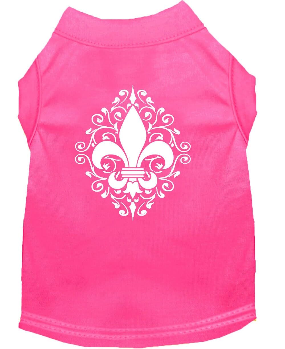 Mirage Pet Products Henna Fleur De Lis Screen Print Shirt, Large, Bright Pink