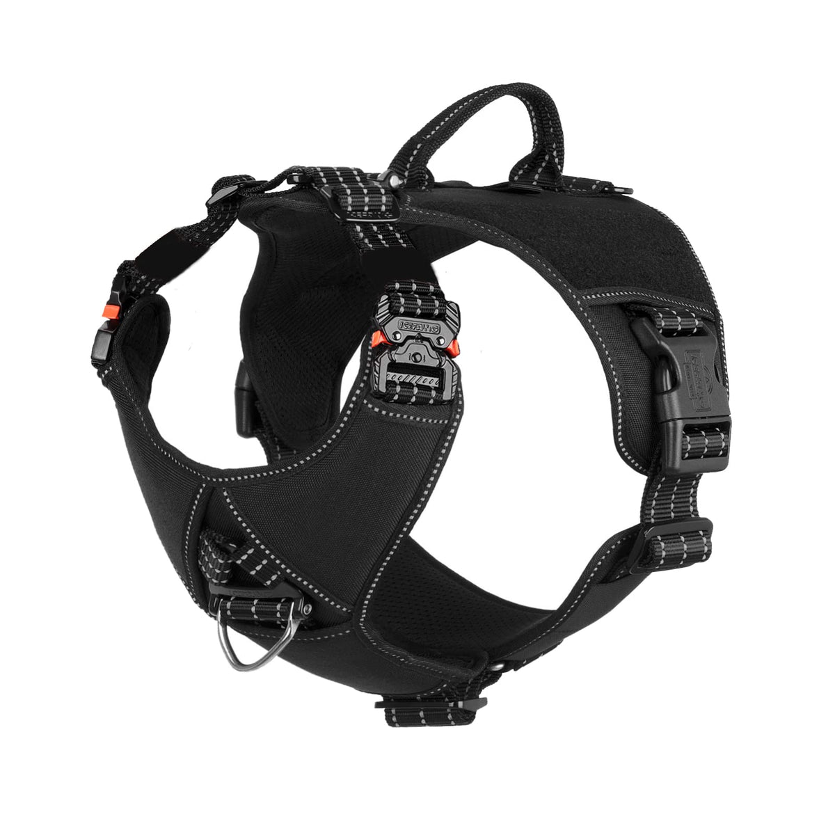 Icefang Gn8 Quick Moving Tactical Dog Harness With Handle ,Reflective In Training Walking K9 Vest,No-Pull Front Clip,5-Points Adjust,Hook And Loop Panel (L (Neck 18'-24'; Chest 28'-35'), Black)