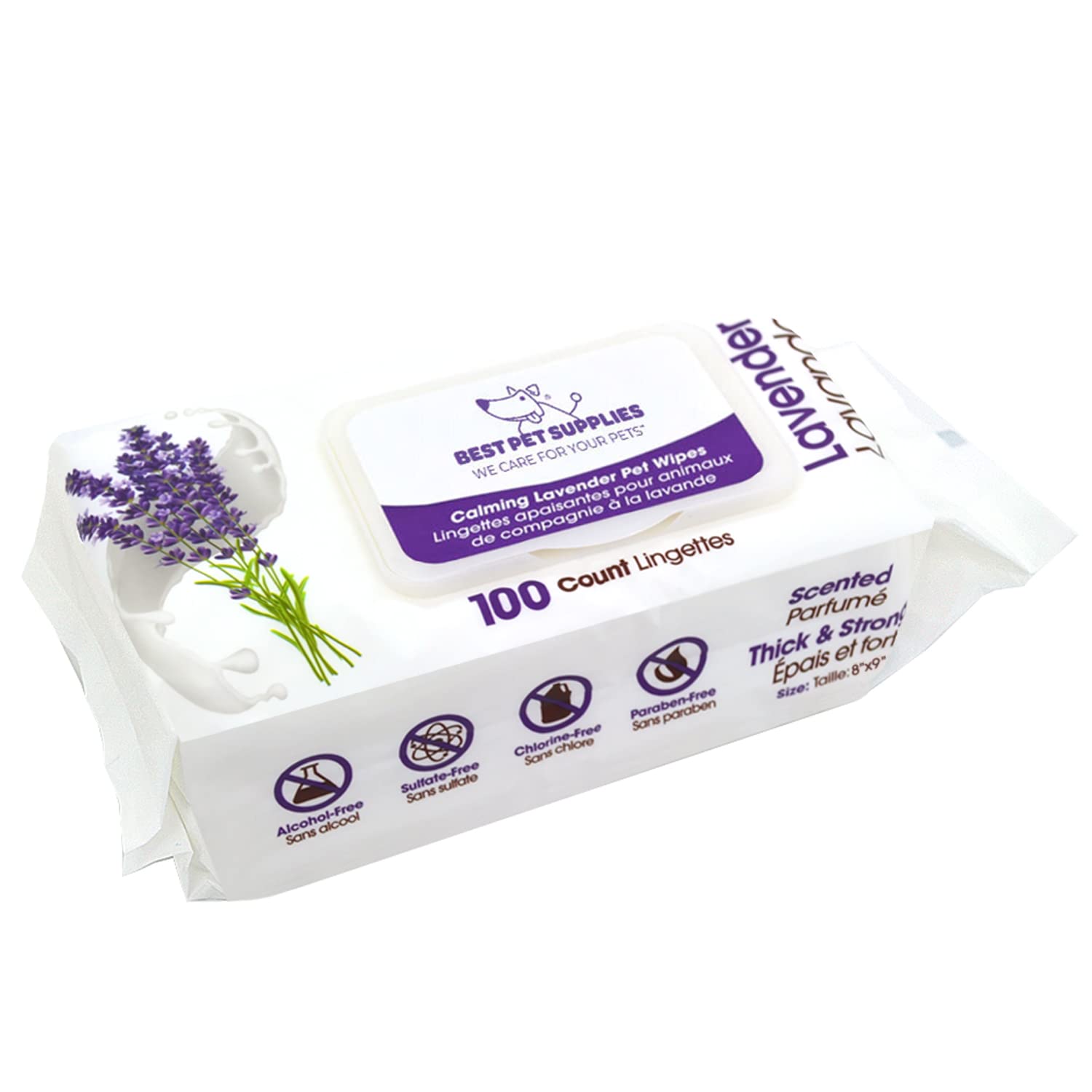 Lavender-Scented Calming Pet Wipes For Dogs & Cats - Extra Soft & Strong Grooming Wipes With Gentle Plant-Derived Formula - By B