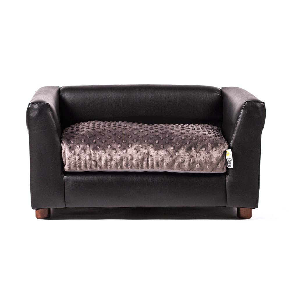 Keet Fluffy Deluxe Pet Bed, Sofa Charcoal, Small