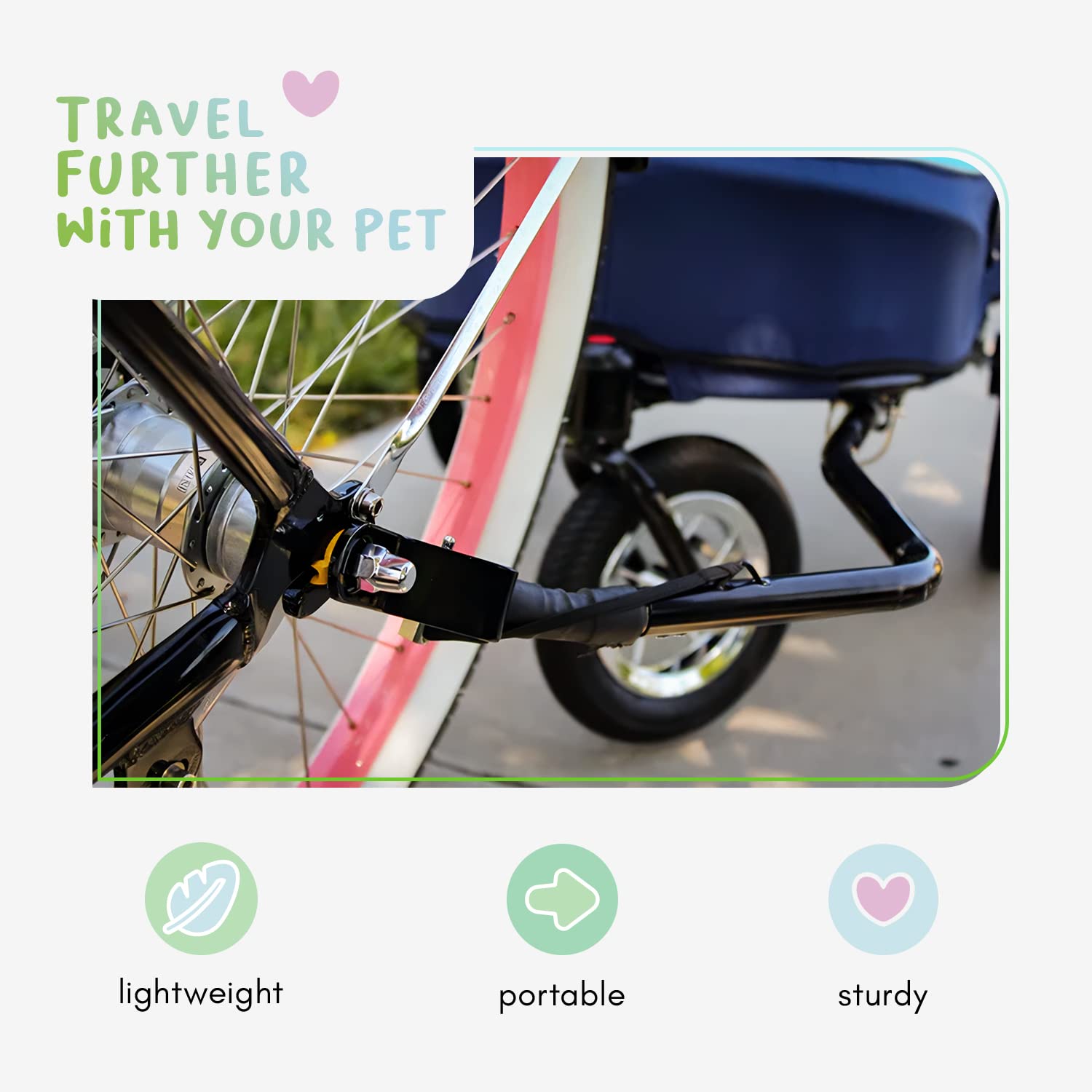 PETIQUE Pet Jogger Bike Adapter - Durable, Adjustable, Lightweight, Secure Clasp, Compatible with PETIQUE Joggers, One Size, Black
