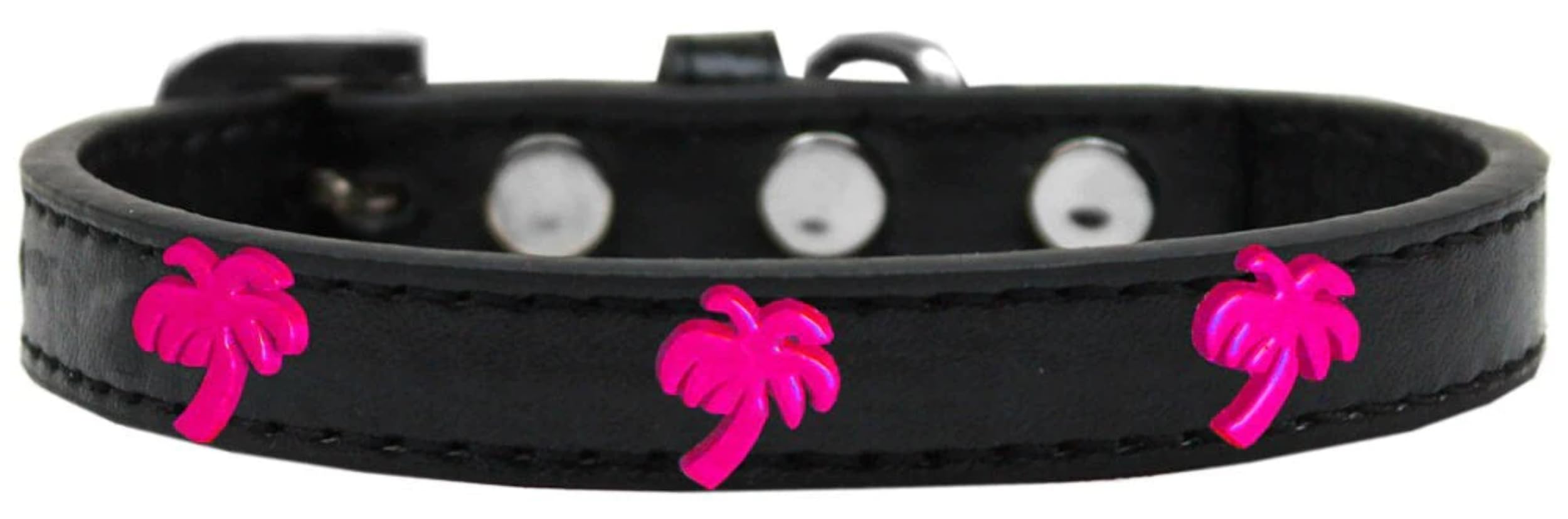 Dog, Puppy & Pet Widget Fashion Collar, Pink Palm Tree White 10