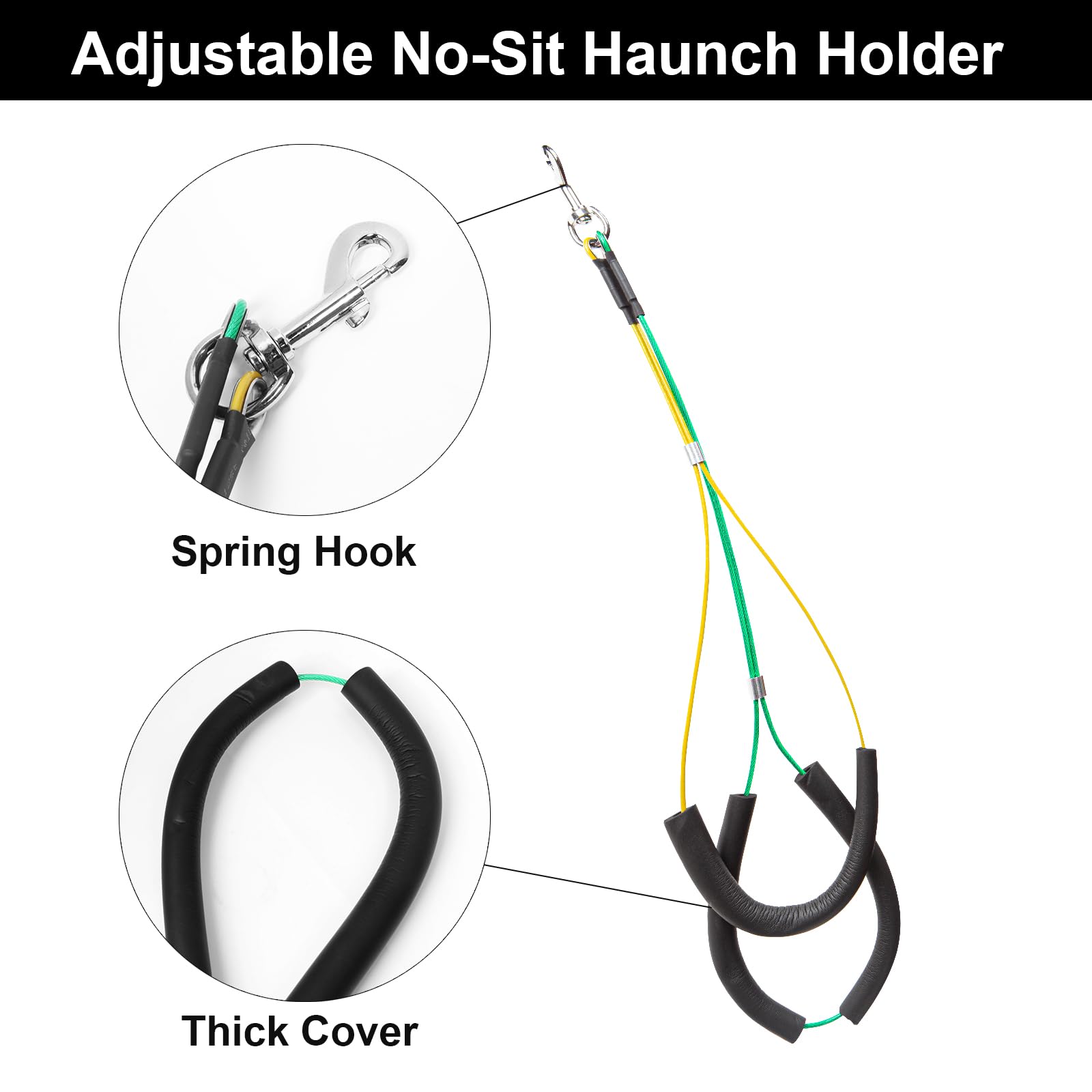 Adjustable Dog Grooming Arm With Clamp,2 No Sit Haunch Holder&Loop Noose,Adjustable Height,Foldable Dog Grooming Table Arm For S