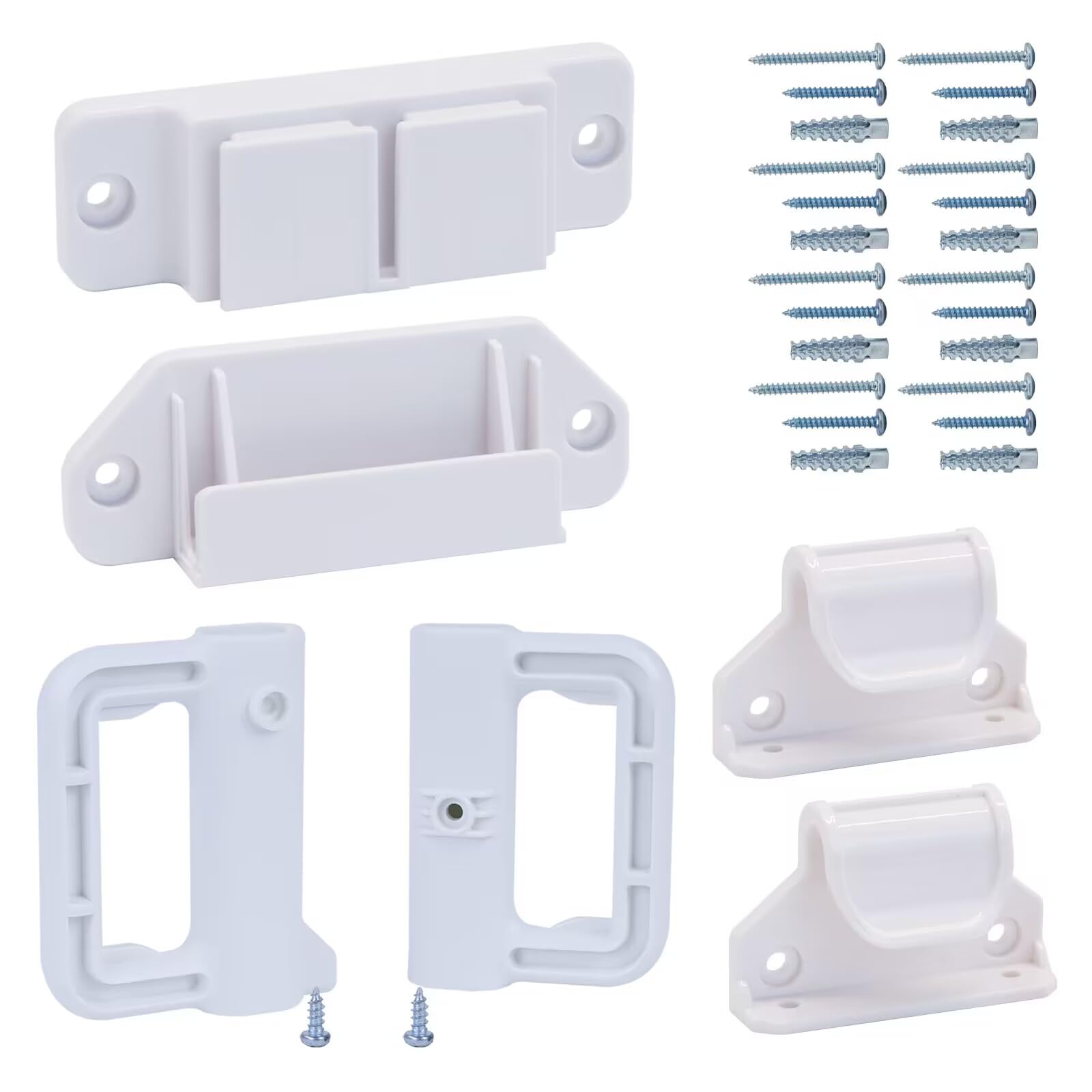 Kiskiz Retractable Baby Gates Extra Wide Baby Gate Replacement Parts Kit Retractable Dog Gate Full Set Wall Mount Accessories Extra Long Baby Gate Hardware With Brackets, Latches, Hooks, Screws, White