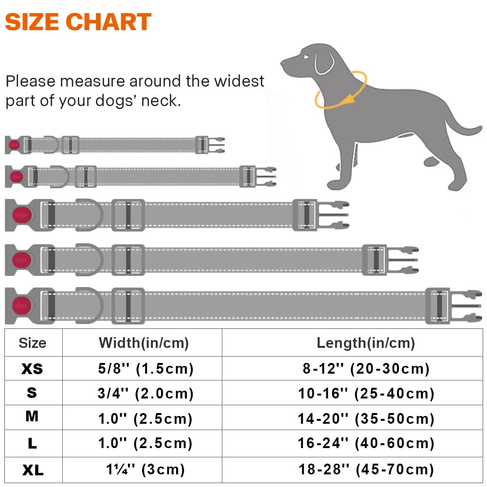 Taglory Reflective Dog Collar With Safety Locking Buckle, Adjustable Nylon Pet Collars For Large Dogs Female Male, Pink, L