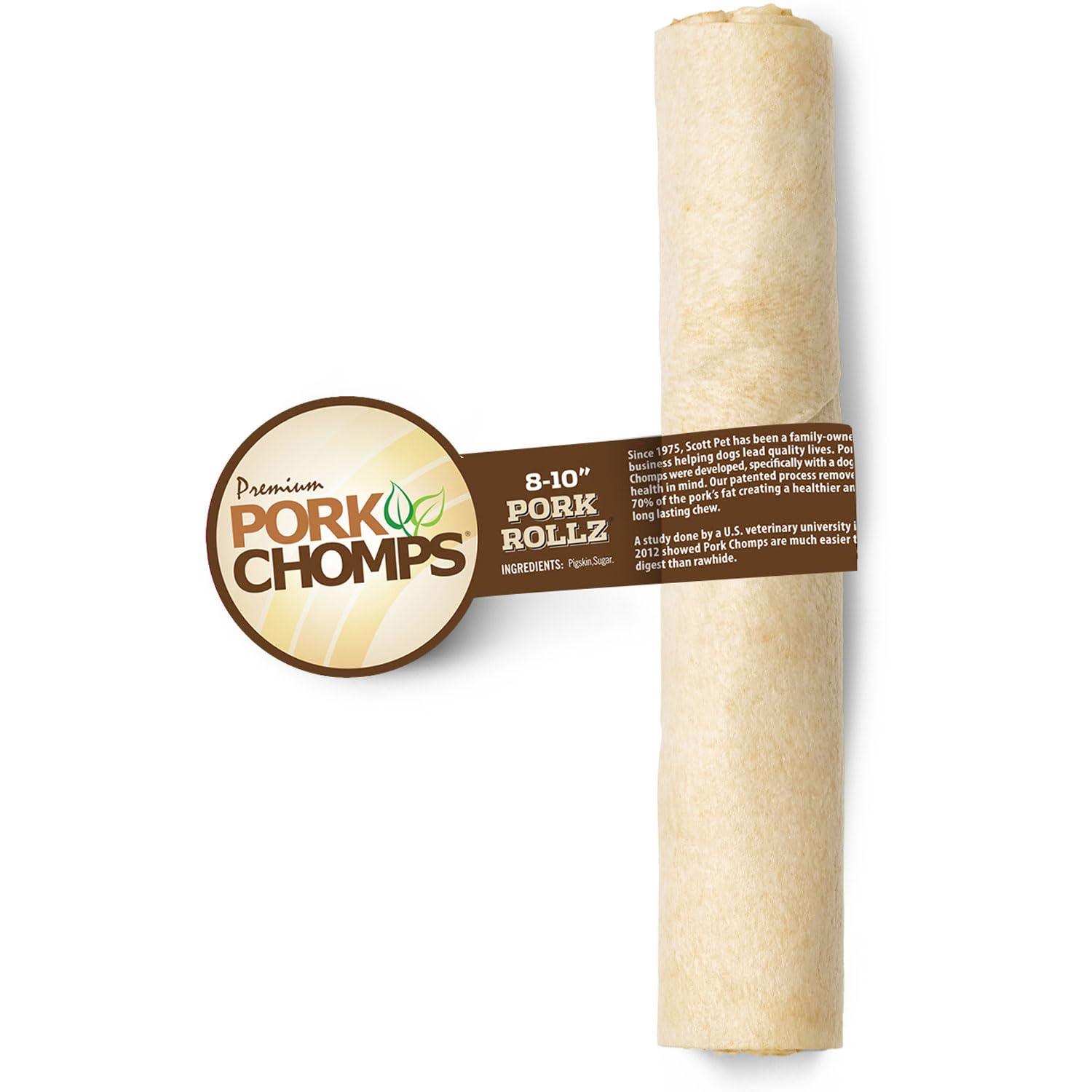 Pork Chomps Baked Pork Skin Dog Chew, 8-inch Roll, 1 Count