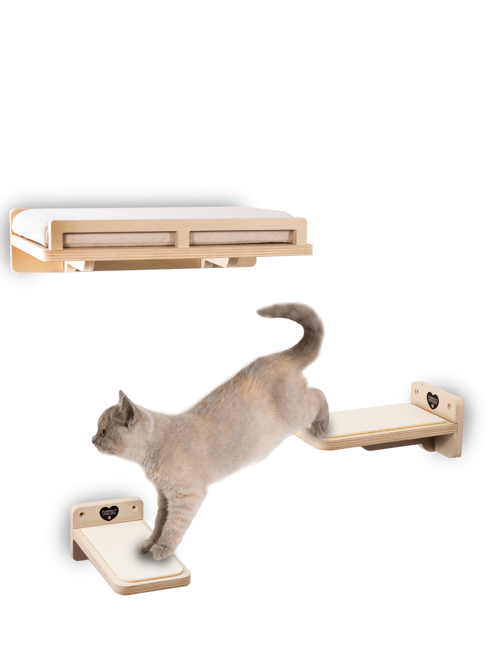 Cat Wall Shelves Purrfect Perches Cat Tree Simple Lightweight Sleek Comfortable Cushion With Fastener Shelves For Wall, Shelf Fu