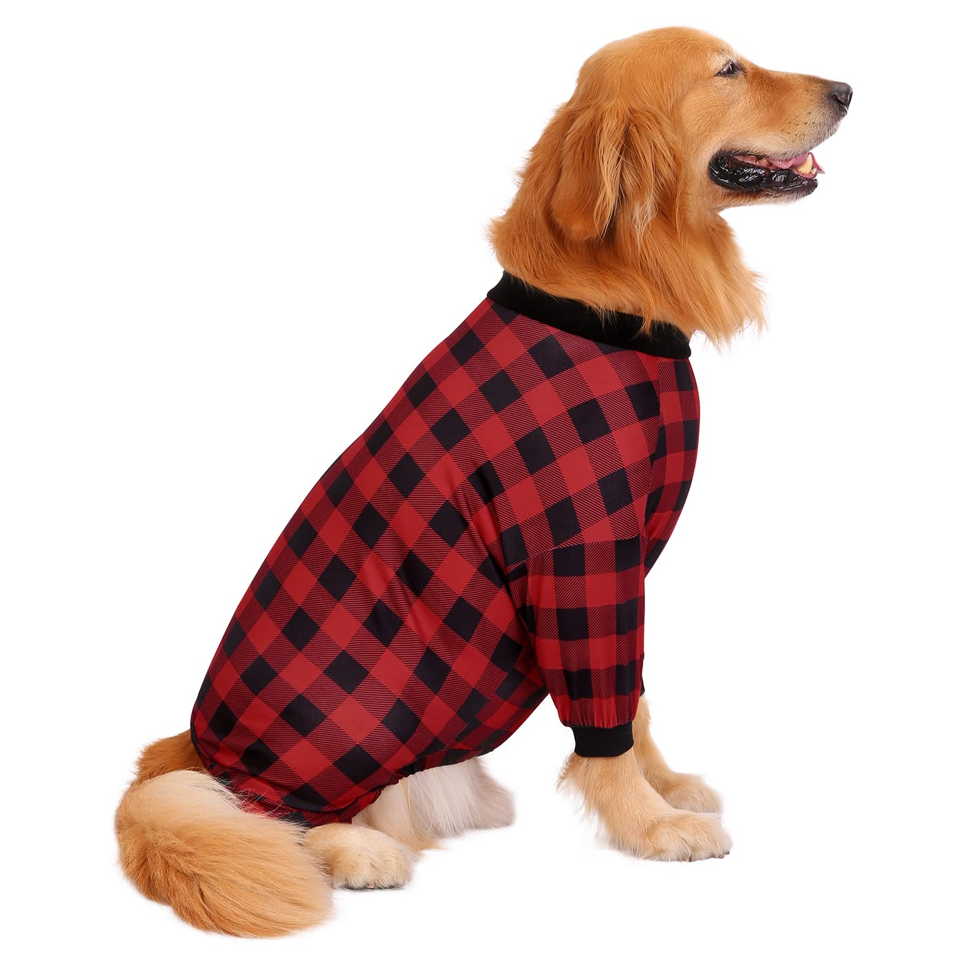 HDE Dog Pajamas One Piece Jumpsuit Lightweight Dog PJs Shirt for M-3XL Dogs Buffalo Plaid - XXL