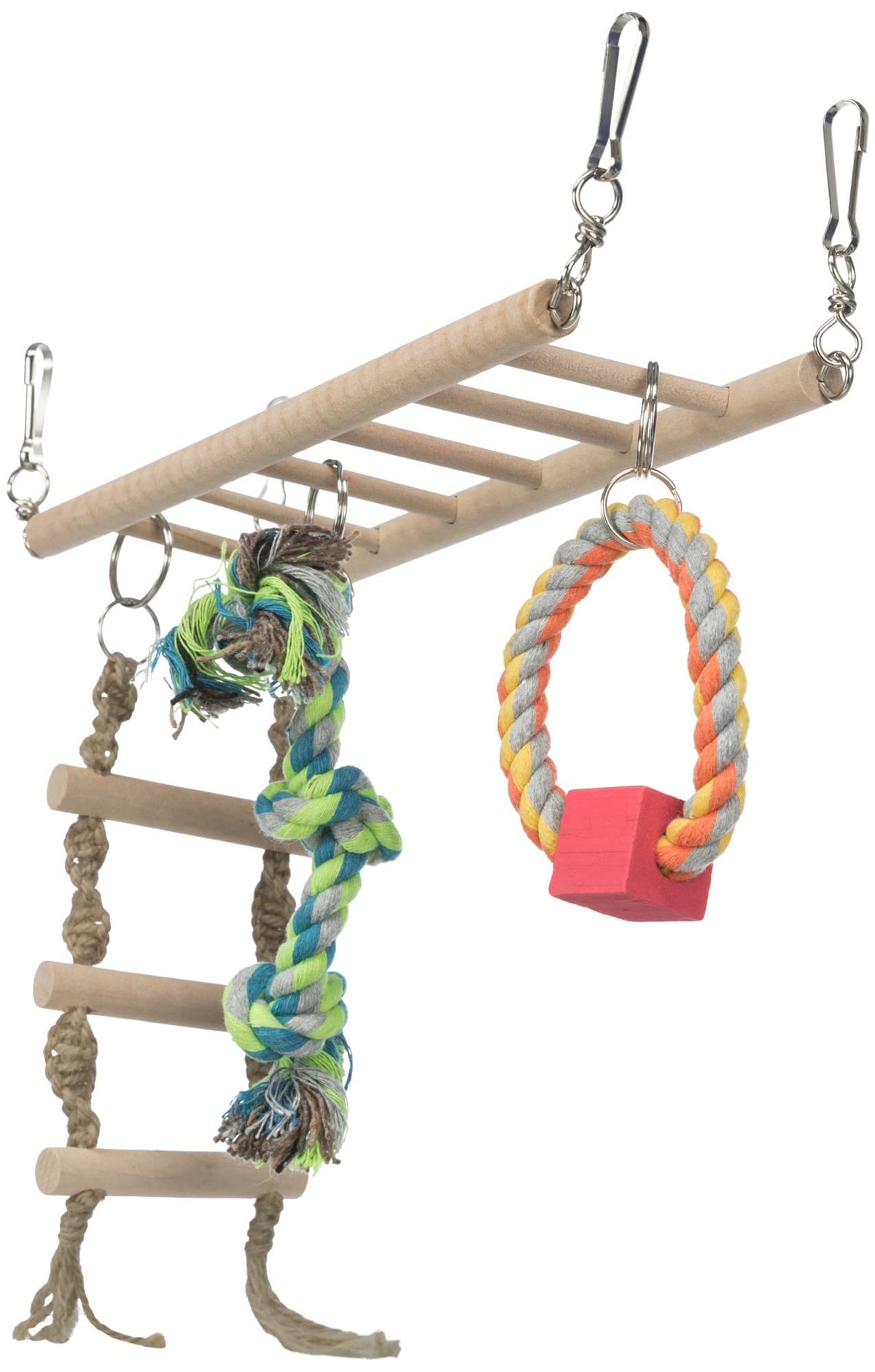 Trixie Small Animal Suspension Bridge, Hanging Cage Accessory, Climbing Toy With Ladder, Rope, And Ring, Ideal For Rats, Ferrets