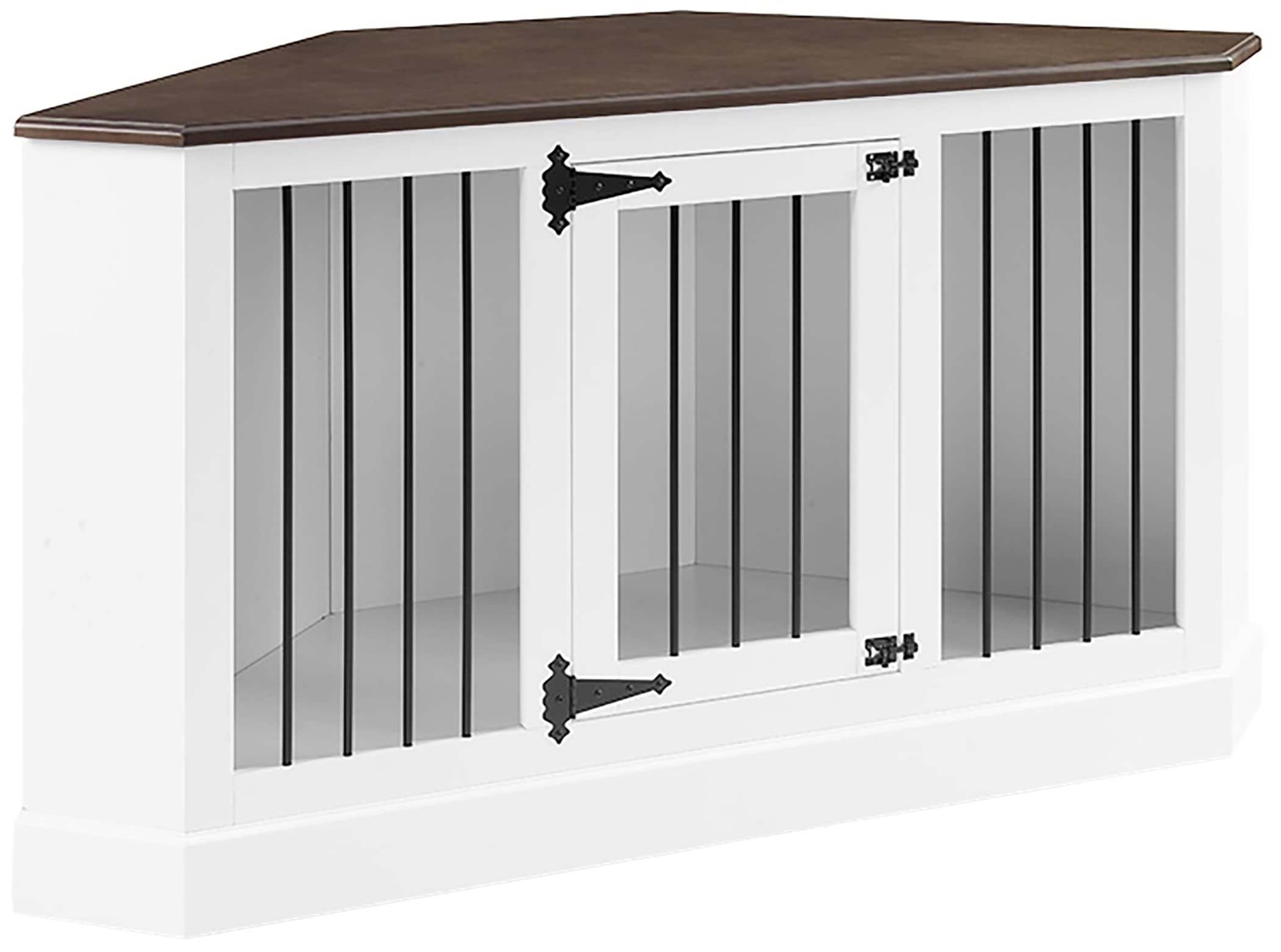 Crosley Furniture Winslow Corner Dog Crate Credenza Kennel for Pets, White
