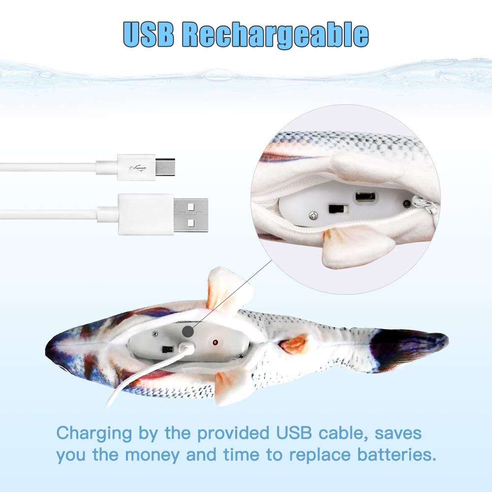 Tooge 2 Pack 11'' Floppy Fish Cat Toys With Silvervine And Catnip For Indoor Cats For Small Dogs Interactive Automatic Flopping