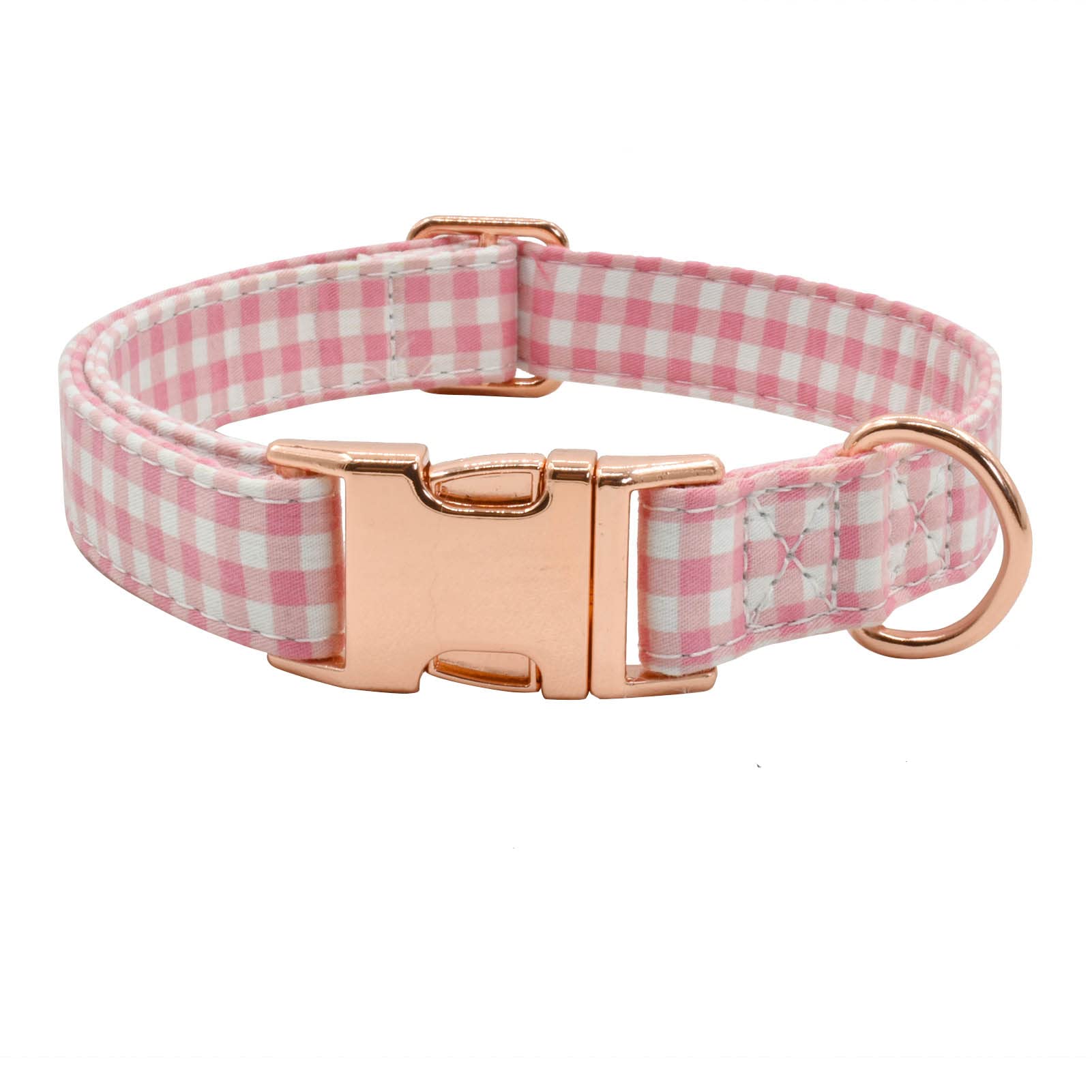 Metal Buckle Dog Collar, Durable Adjustable Dog Collar Soft For Small Medium Large Dogs (Pink Plaid, L(15-23In)