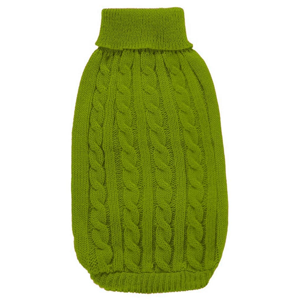 Small Dog Sweaters Knitted Pet Cat Sweater Warm Dog Sweatshirt Dog Winter Clothes Kitten Puppy Sweater (Large,Light Green)