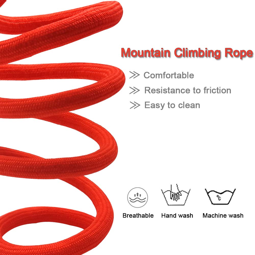 Maypaw 4Ft/6Ft/8Ft/10Ft Dog Leash, Classic Solid Colors, Durable Mountain Climbing Rope Dog Leash Reinforced With Leather Tailor Connection Heavy Duty Silver Clasp, Red Dog Leash