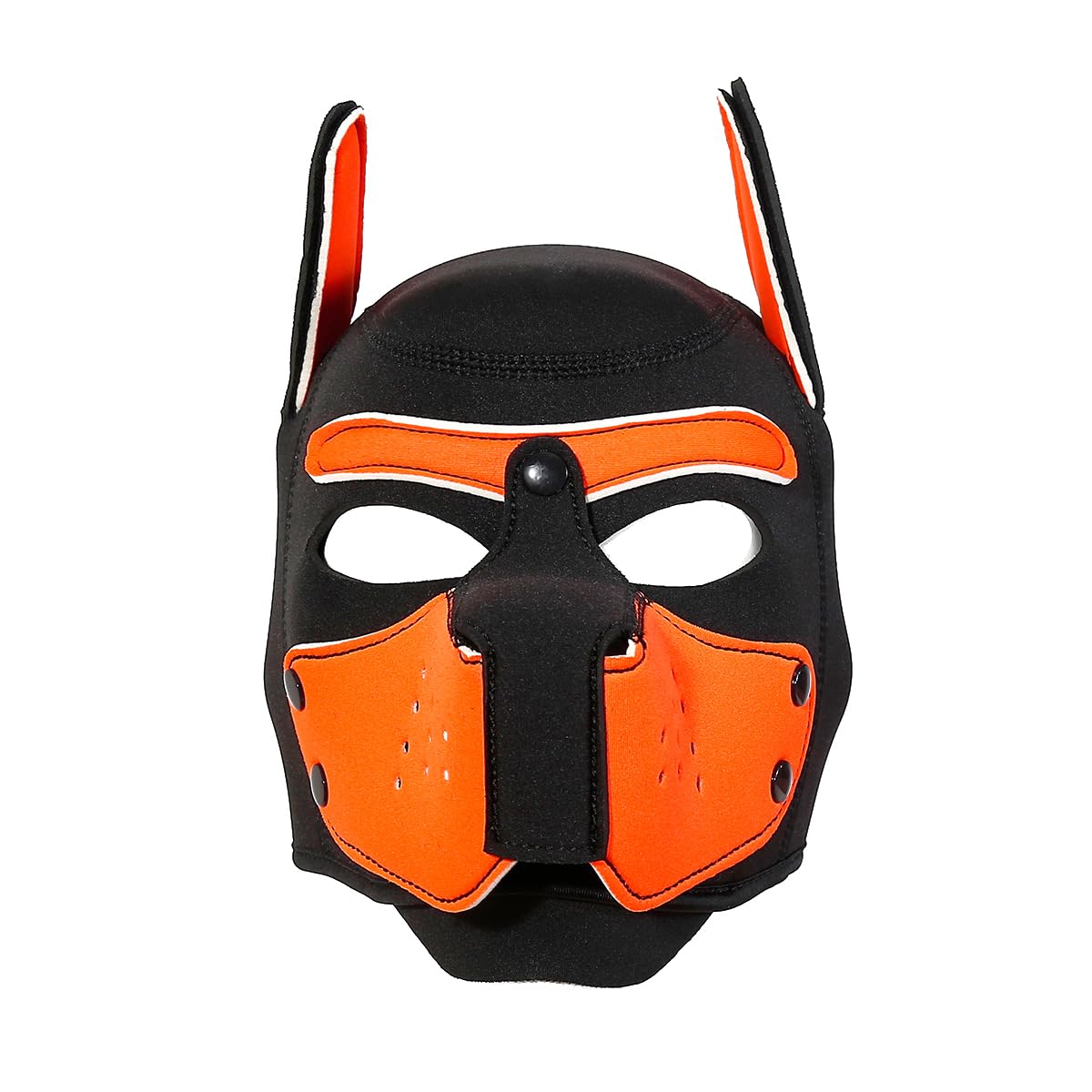 QUYUWOWO Neoprene Puppy Muzzle with Ears, One Size, Orange Full Head Hood Mask