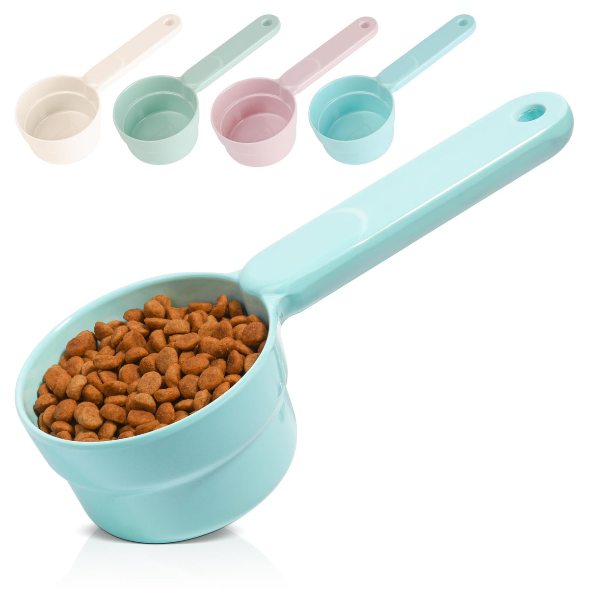 MSBC Melamine Pet Food Scoop, Cat Food Measuring Cups, Comfortable Long Handle Scoop for Dog, Cat, Ferret and Rabbit Food, 1 Cup