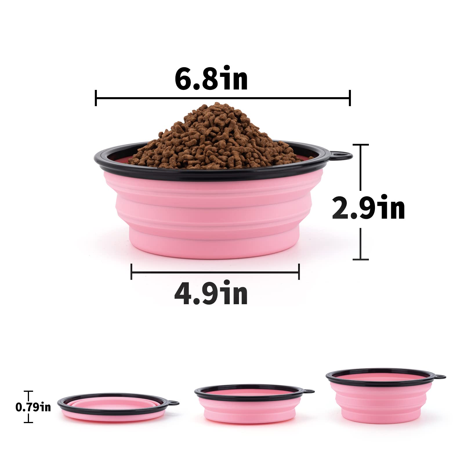 Slson Dog Bowls Pet Collapsible Bowl With Cover Lids,2 Pack Dog Travel Bowls Portable Foldable Cat Water Dish Bowl For Pets Walking Parking Camping (Fairy Pink And Sprout Green, Large)