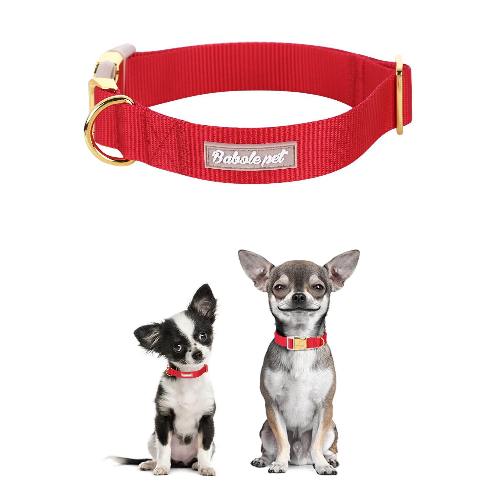 Babole Pet Nylon Dog Collar - Adjustable Burgundy Red Soft Webbing Dog Collars For Small Medium Large Dogs Boy Girl Puppy Collar