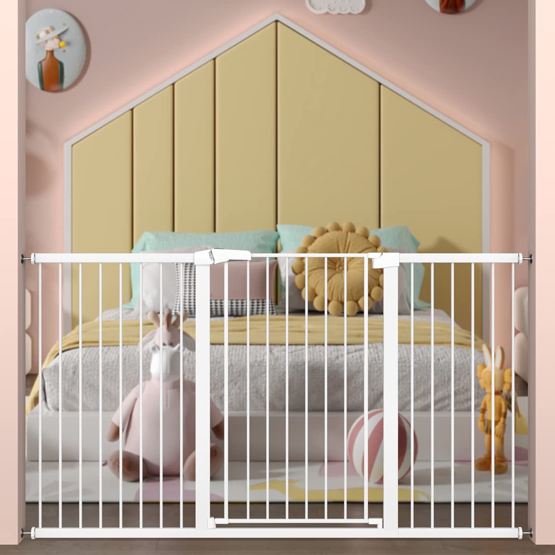 Extra Tall Baby Gate Stand 38' Tall - 68.11'-70.87' Wide Extra Long Large Walk Through Pet Gate For Kids Or Pets - Metal Pressure Mounted Safety Gate