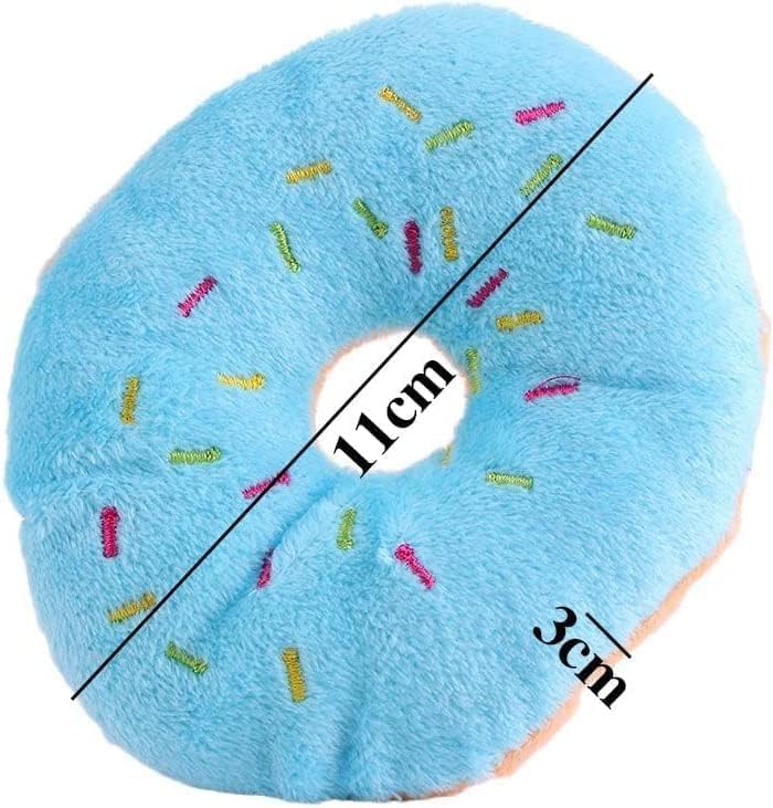4 Pcs Donut Shape Plush Blue Pet Toy,Lovely Donut Shaped Squeaky Squeaking Sound Toy For Pet Chew Toy Squeaky Plush Dog Toy Blue