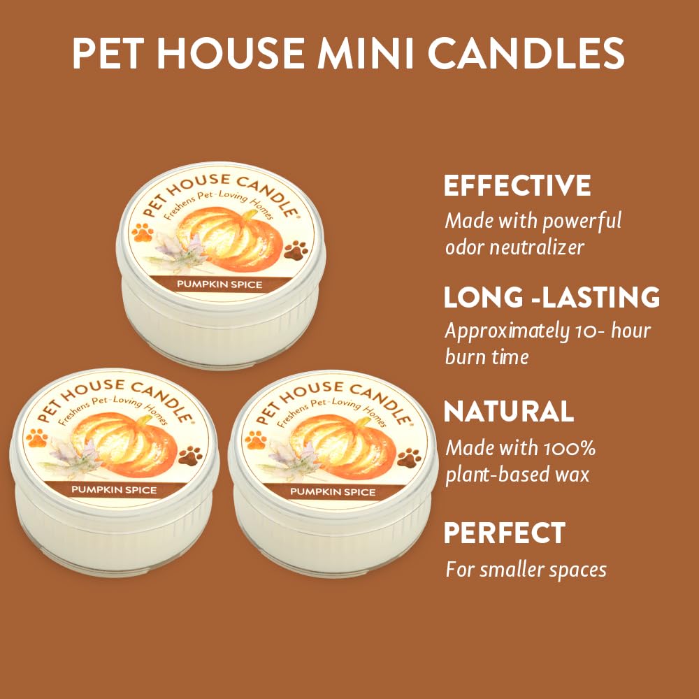 One Fur All Pet House Mini Candles For Pet Odor Made With Natural Soy Wax, Plant Based, Dog And Cat Friendly Scented Candles, Pu