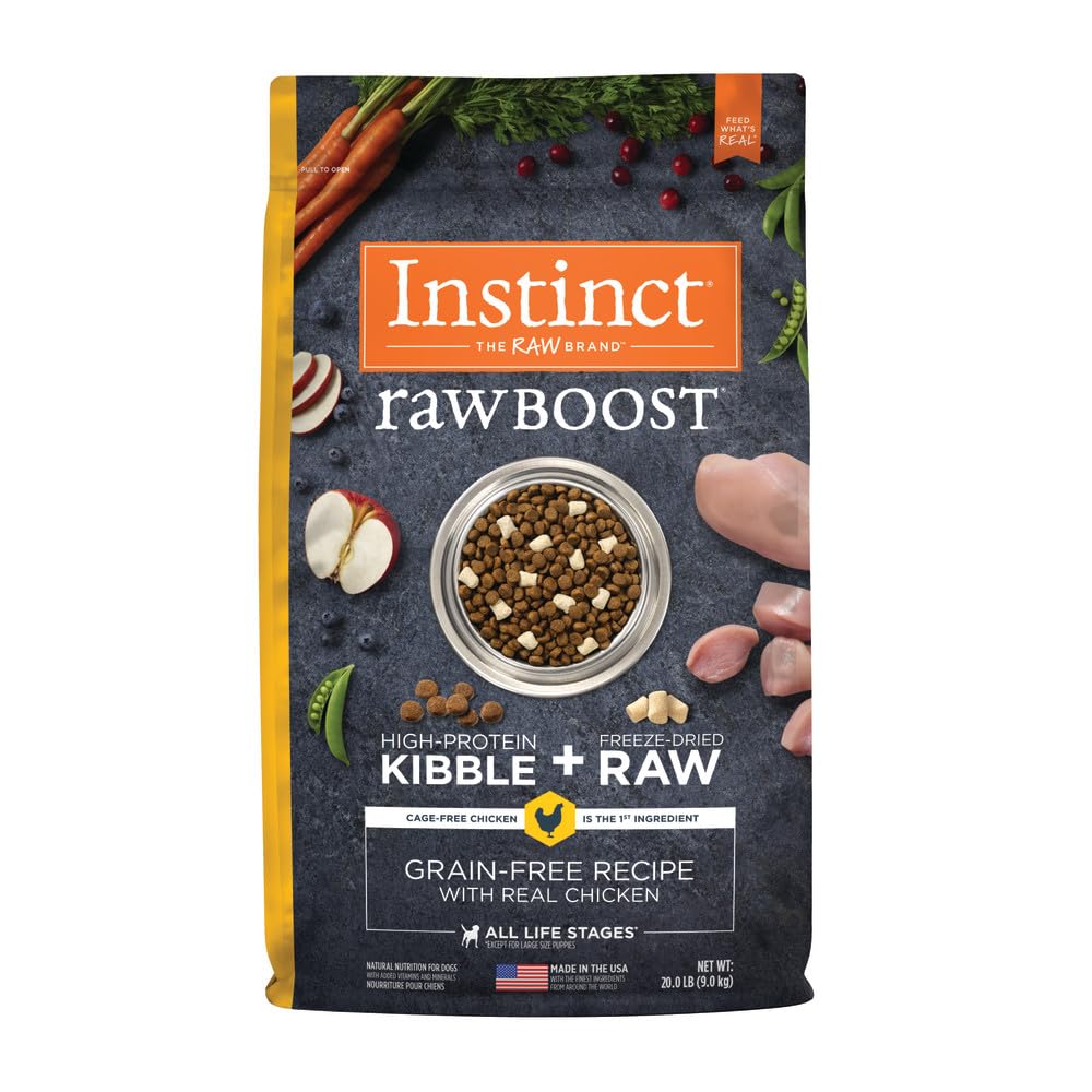Instinct Raw Boost, Natural Dry Dog Food with Freeze Dried Pieces, High Protein, Grain Free Recipe - Real Chicken, 20 lb. Bag