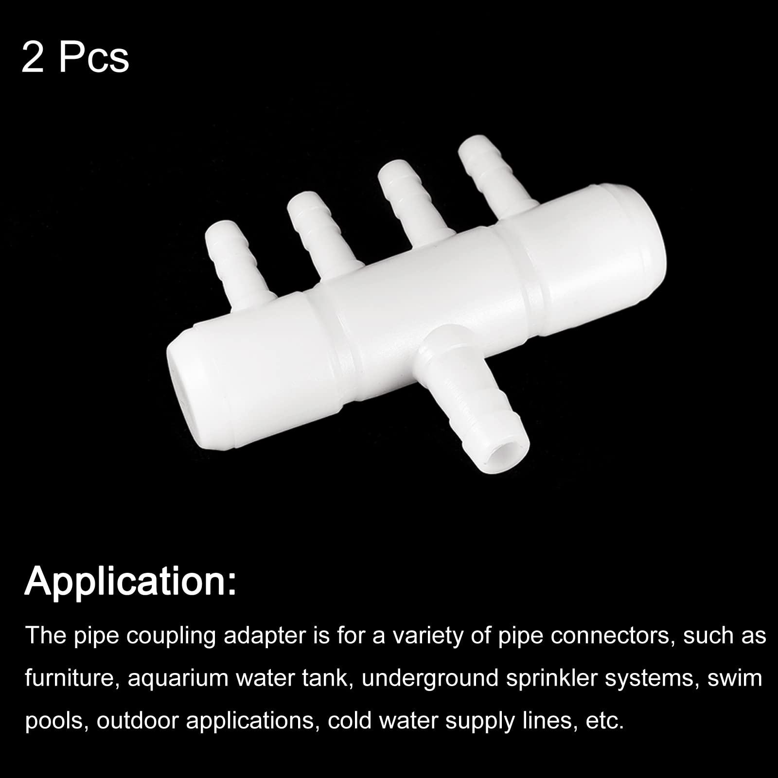 uxcell 2Pcs 8mm to 5.5mm 4 Ways Air Line Tubing Splitter Connector Fish Tank Oxygen Pipe Air Tubing Adapter for Aquarium, White