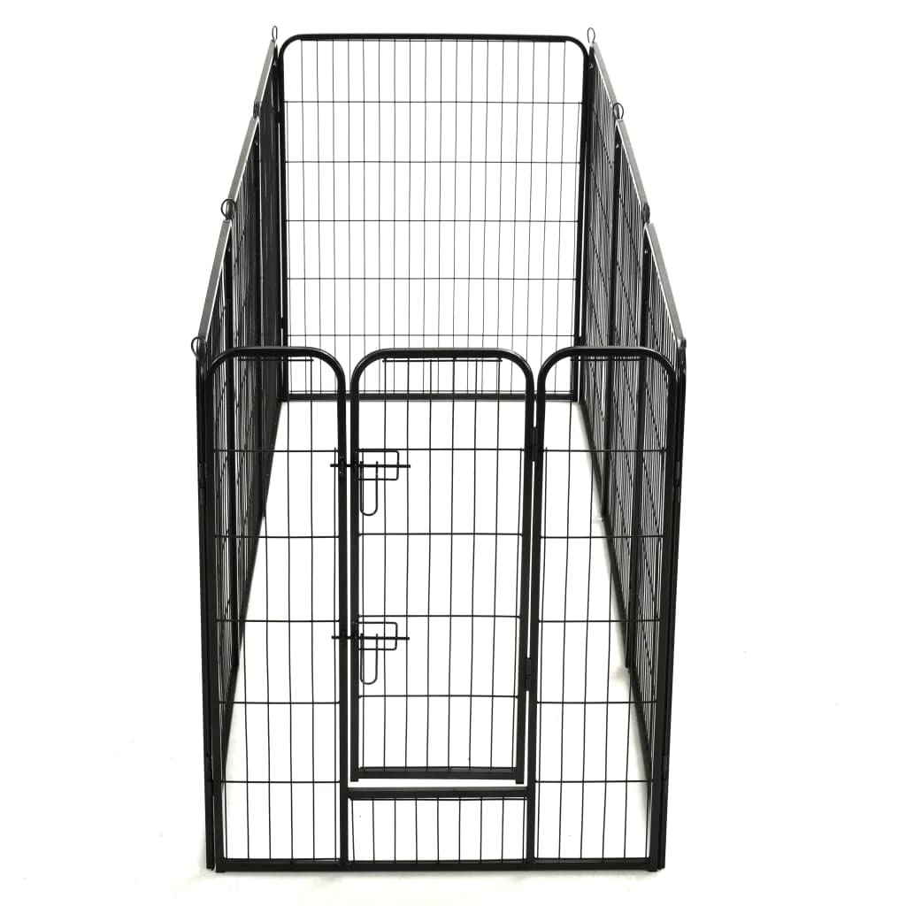 Vidaxl Dog Playpen, 8-Panel Dog Cage With Hinged Door, Foldable Puppy Playpen, Dog Wire Fence For Indoor/Outdoor, Powder-Coated Steel Black
