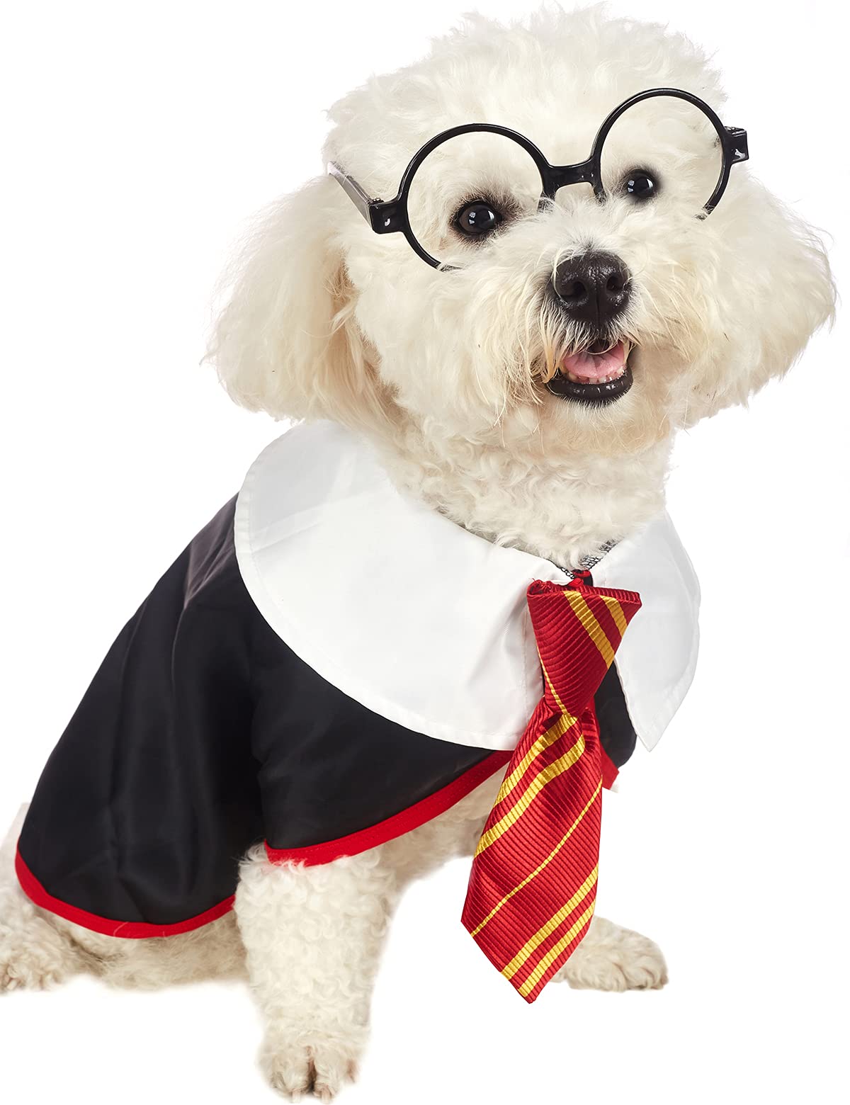 Impoosy Pet Dog Halloween Shirts Funny Cat Wizard Costume Pet Cute Apparel Soft Clothes With Glasses (Medium,Neck:14')