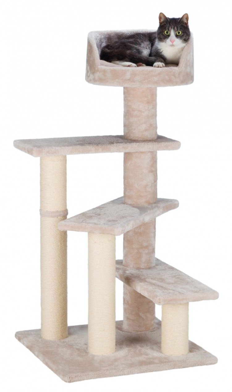 Trixie Tulia Senior Cat Tree With Scratching Posts, Four Platforms, Padded Top Platform, Cream Medium