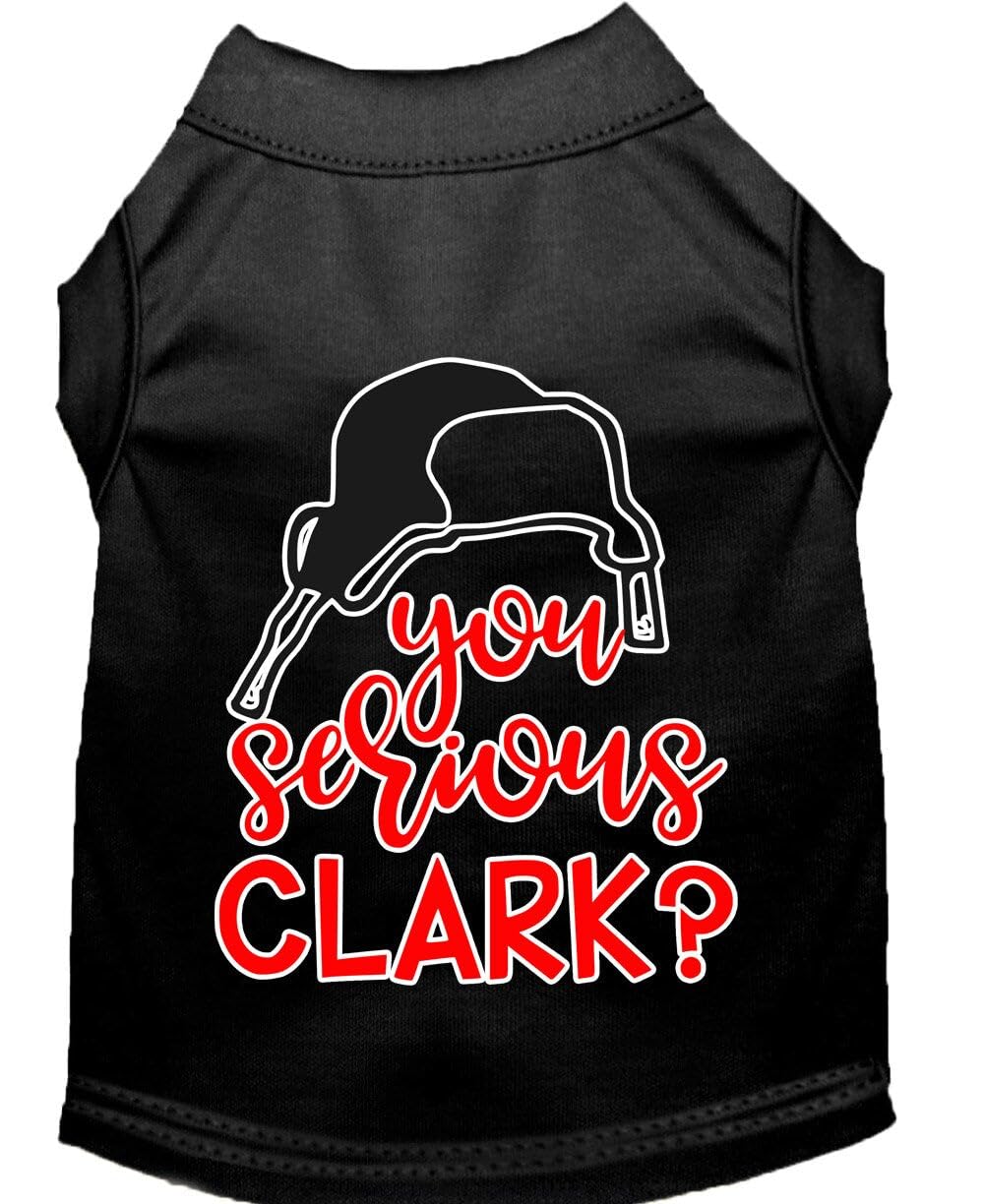 Christmas Pet Dog & Cat Shirt Screen Printed, 'You Serious, Clark?' Red Xl (14-20 Lbs.)