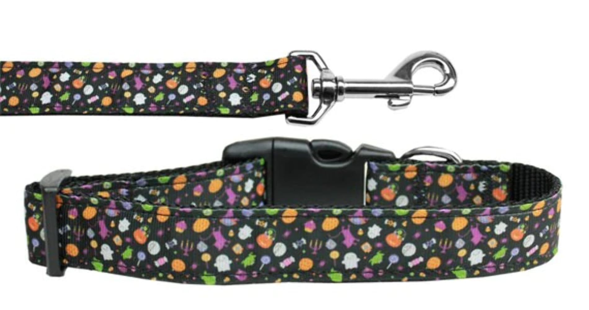 Halloween Pet Dog & Cat Nylon Collar or Leash, "Halloween Confetti" 1" w x 6 ft. leash