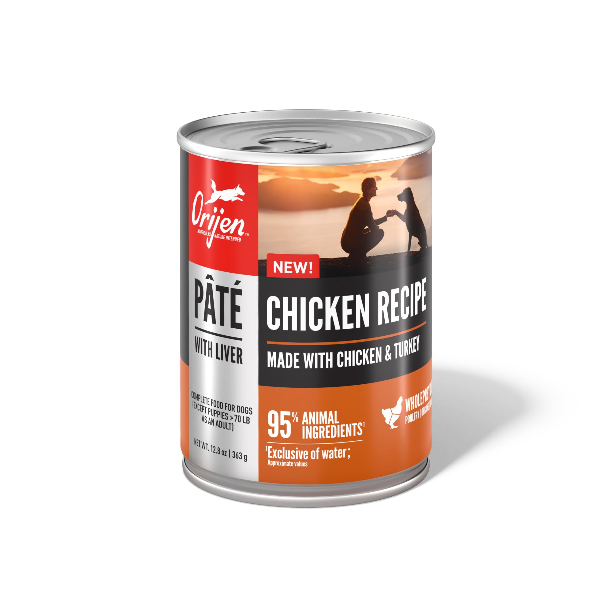 ORIJEN Pate Wet Dog Food Chicken Recipe with Liver 12.8oz Cans (12 Count)