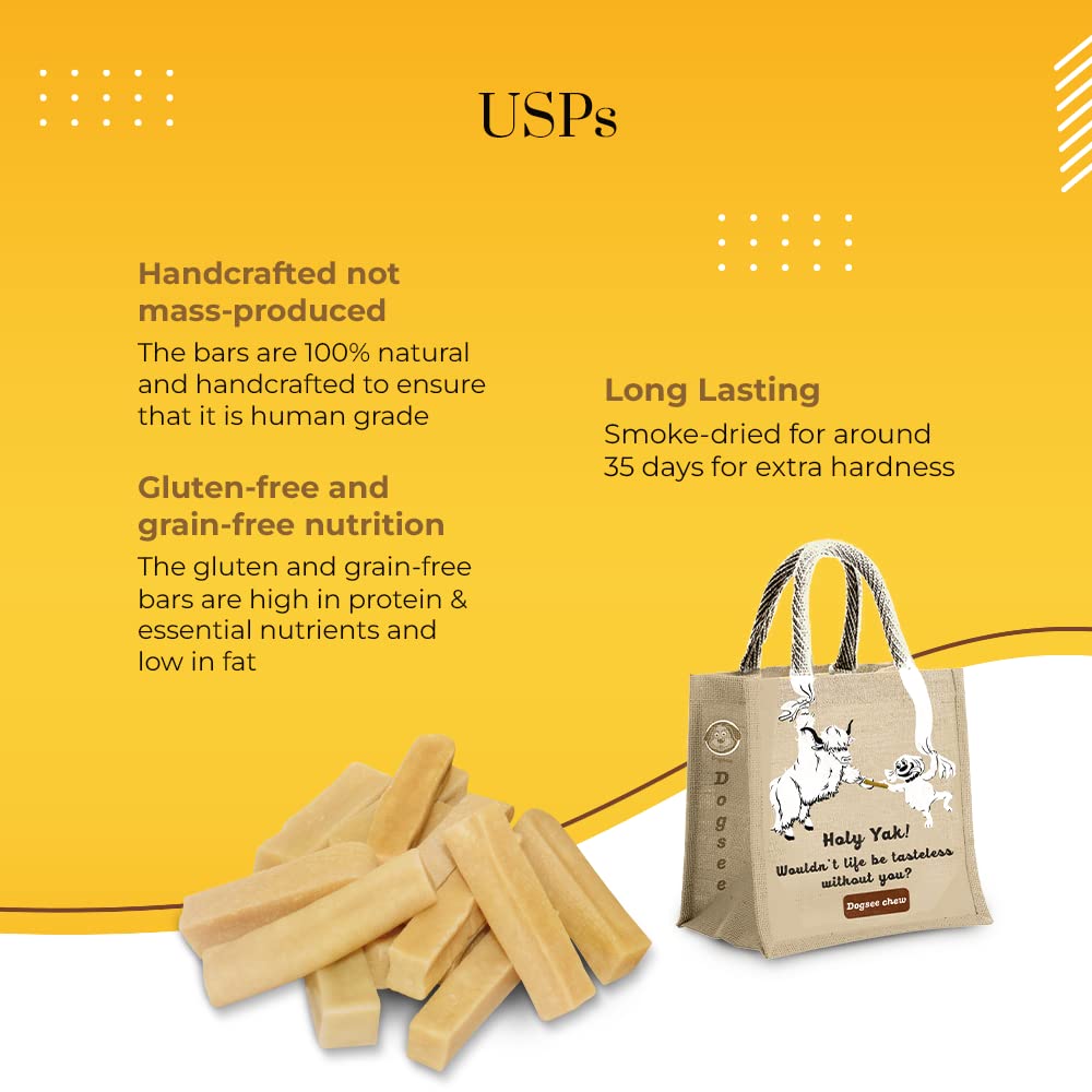Dogsee Original Himalayan Yak Chews for Dogs 2lb (Medium - 12 Bars) | 100% Natural | Dog Treats Healthy | No Grain, No Gluten |